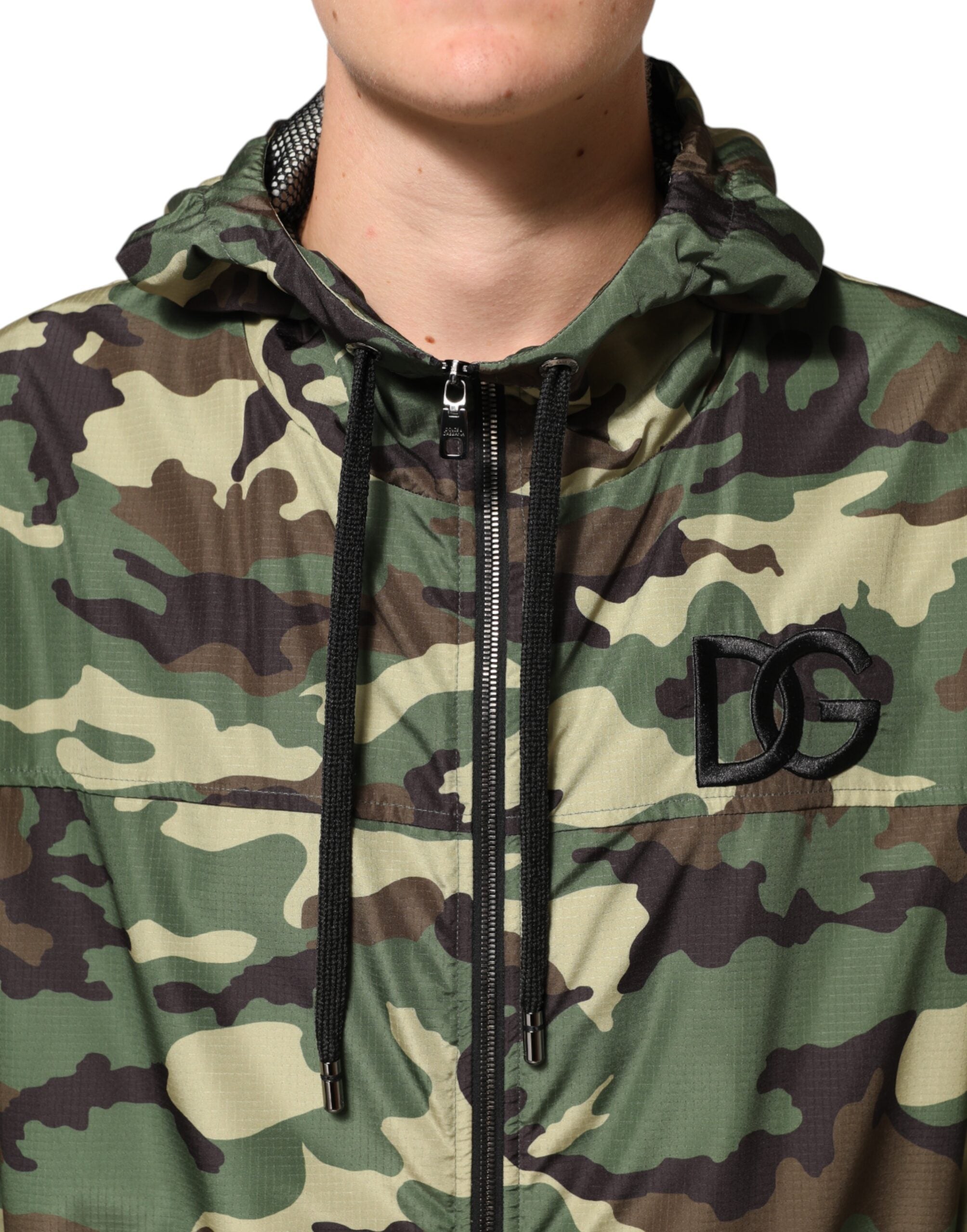 Dolce & Gabbana Green Camouflage Sweatshirt Jacket with Hood-5