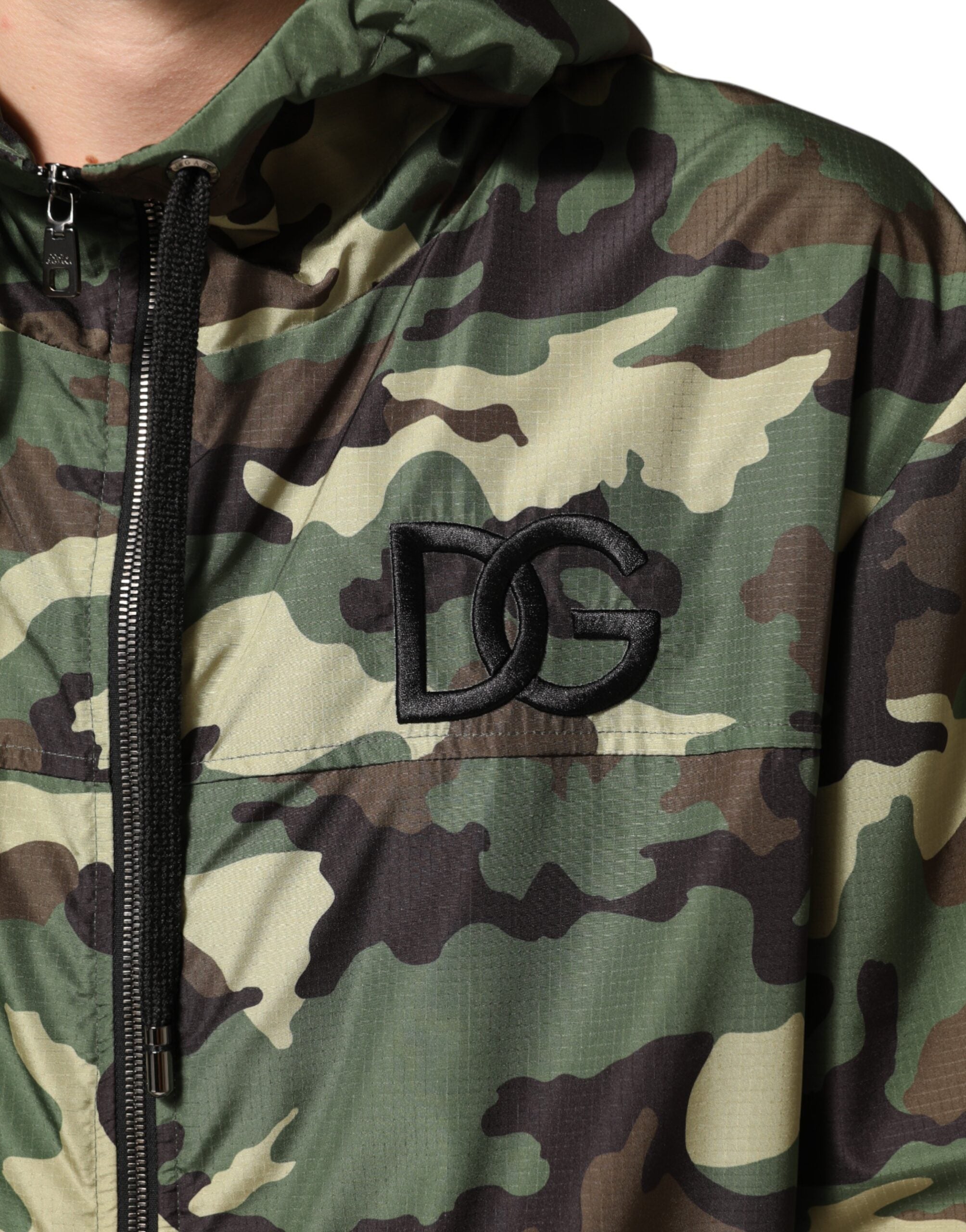 Dolce & Gabbana Green Camouflage Sweatshirt Jacket with Hood-6