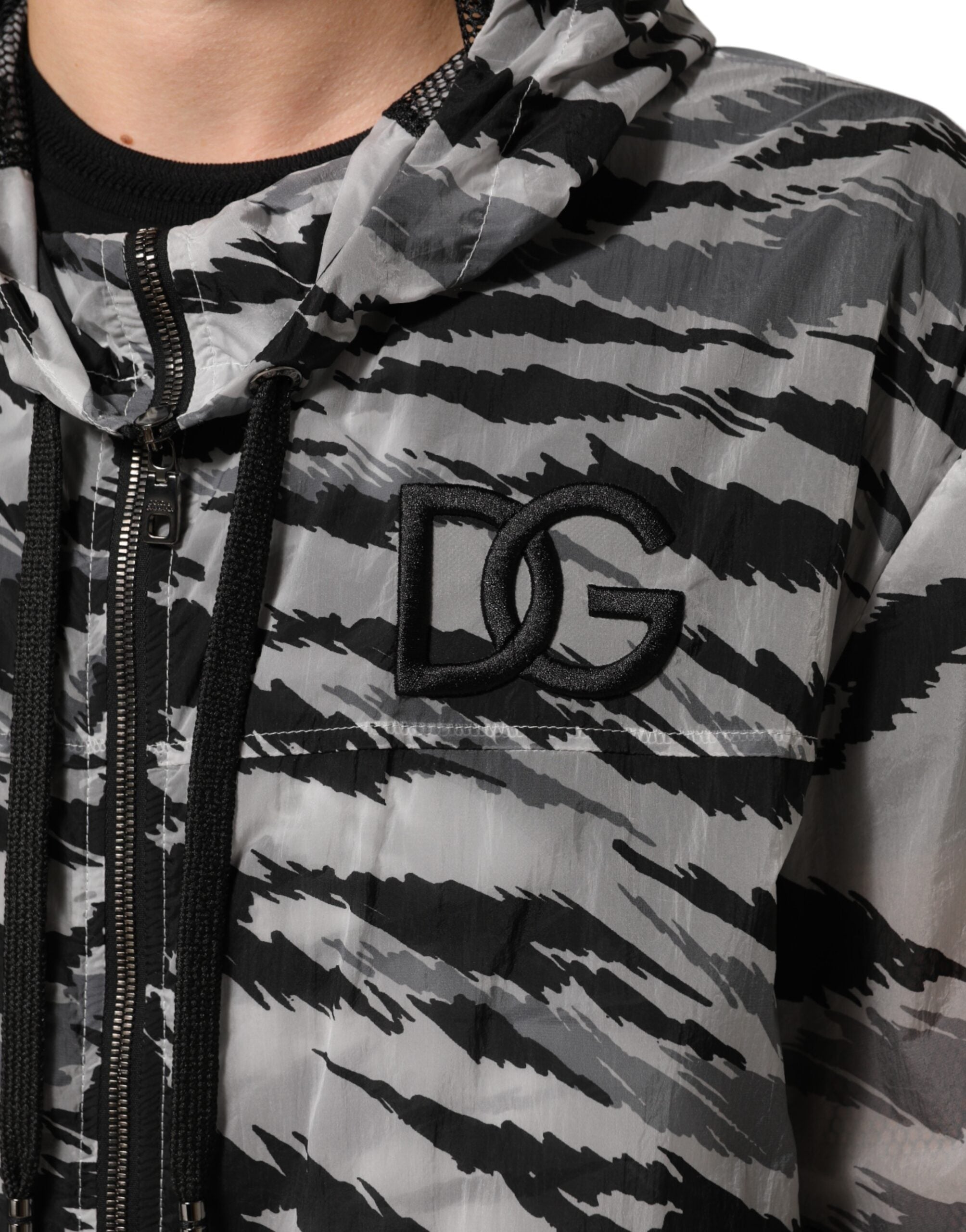 Dolce & Gabbana grey camouflage sweatshirt jacket with hood-6