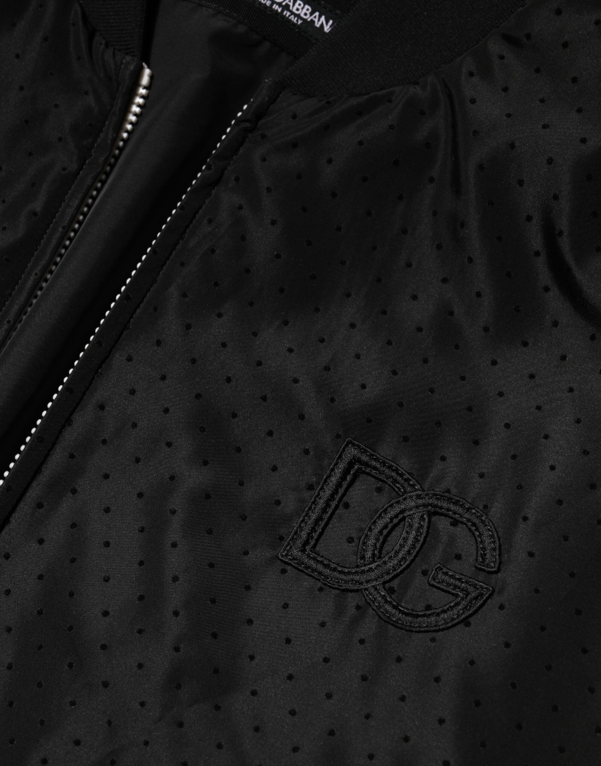 Dolce & Gabbana Black Acetate Bomber Jacket with Full Zip for Men-8