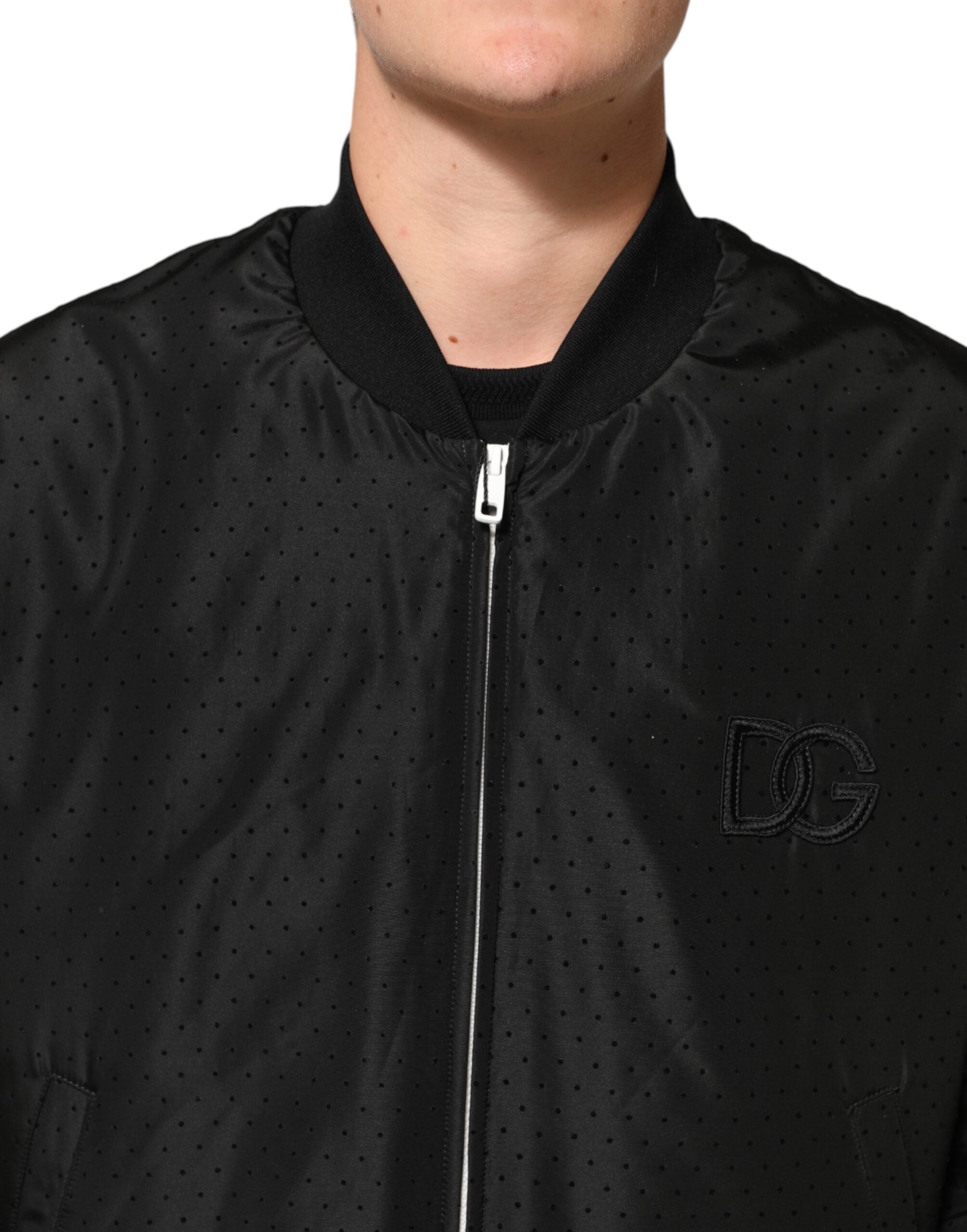 Dolce & Gabbana Black Acetate Bomber Jacket with Full Zip for Men-5