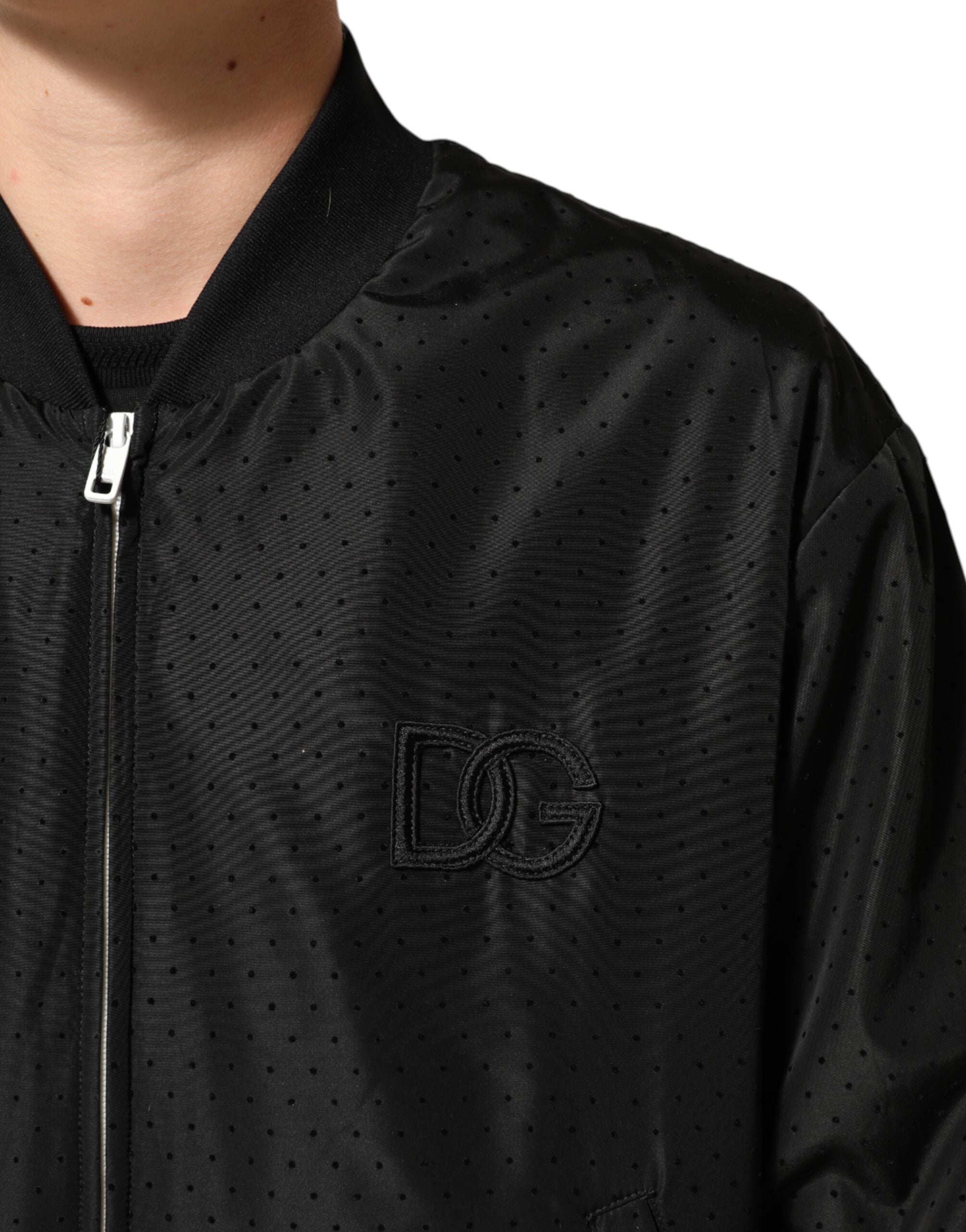 Dolce & Gabbana Black Acetate Bomber Jacket with Full Zip for Men-6