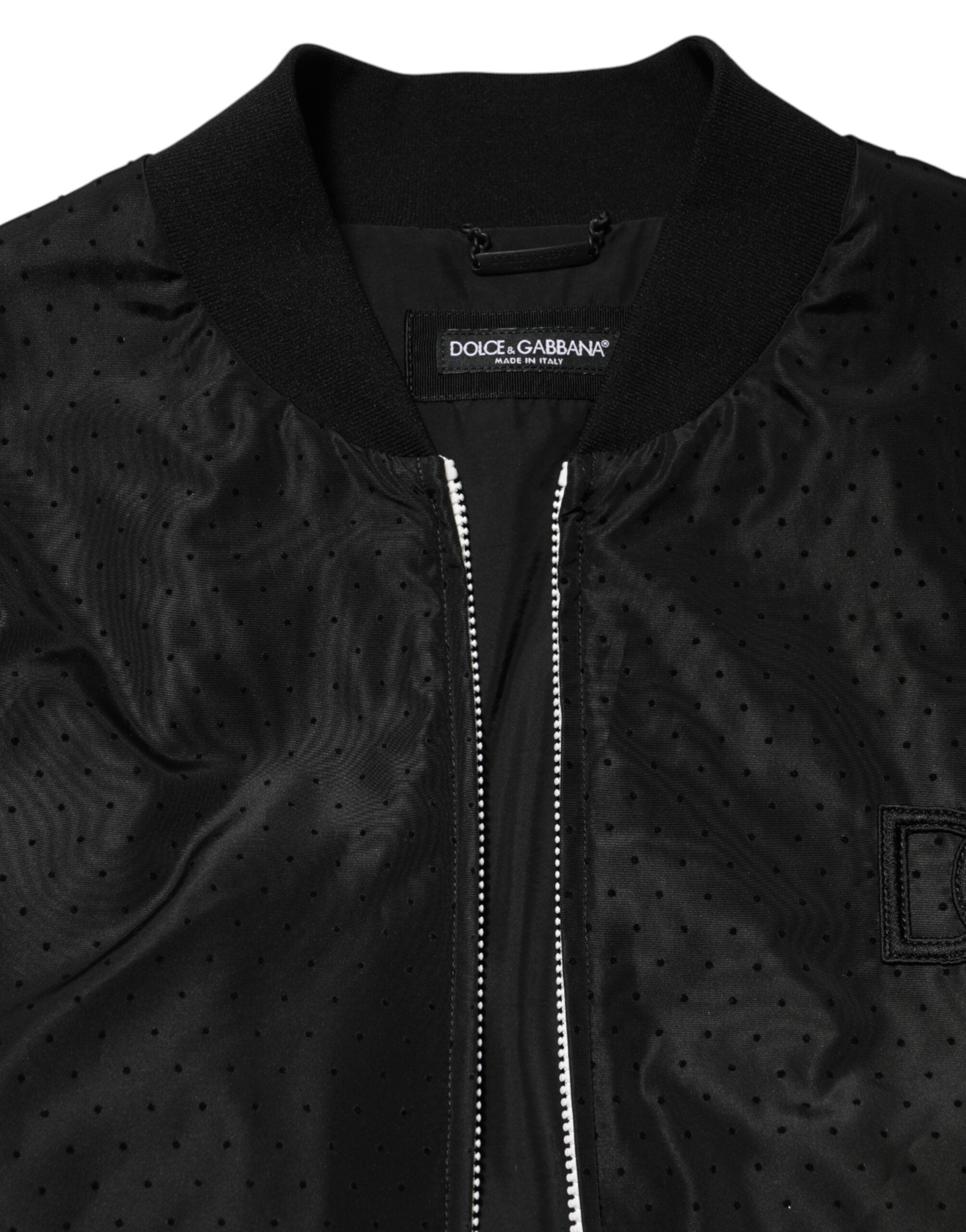 Dolce & Gabbana Black Acetate Bomber Jacket with Full Zip for Men-7