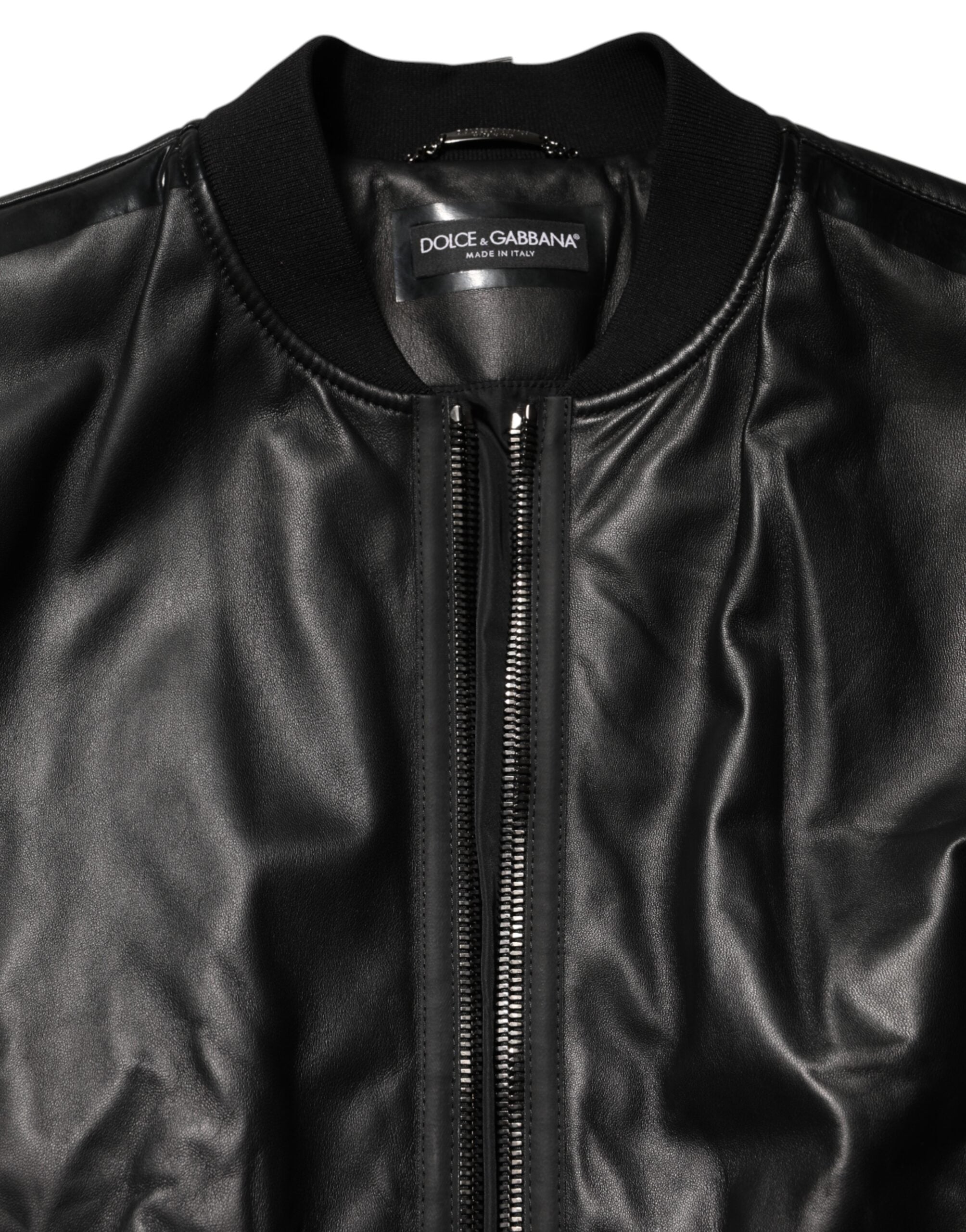 Dolce & Gabbana Black Leather Nylon FullZip Blouson Jacket-7