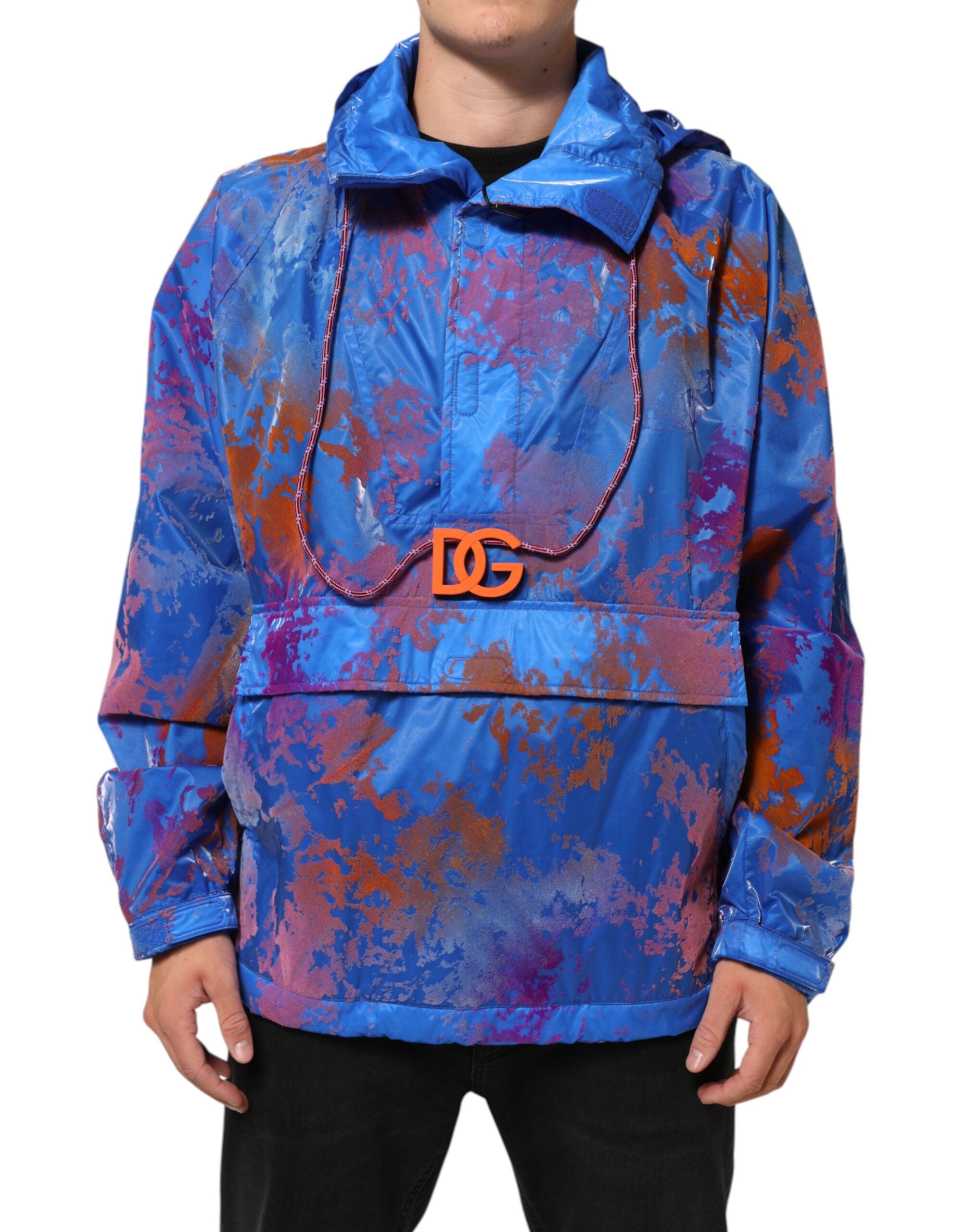 Chaqueta sudadera con capucha y logo tie dye azul de Dolce & Gabbana-2