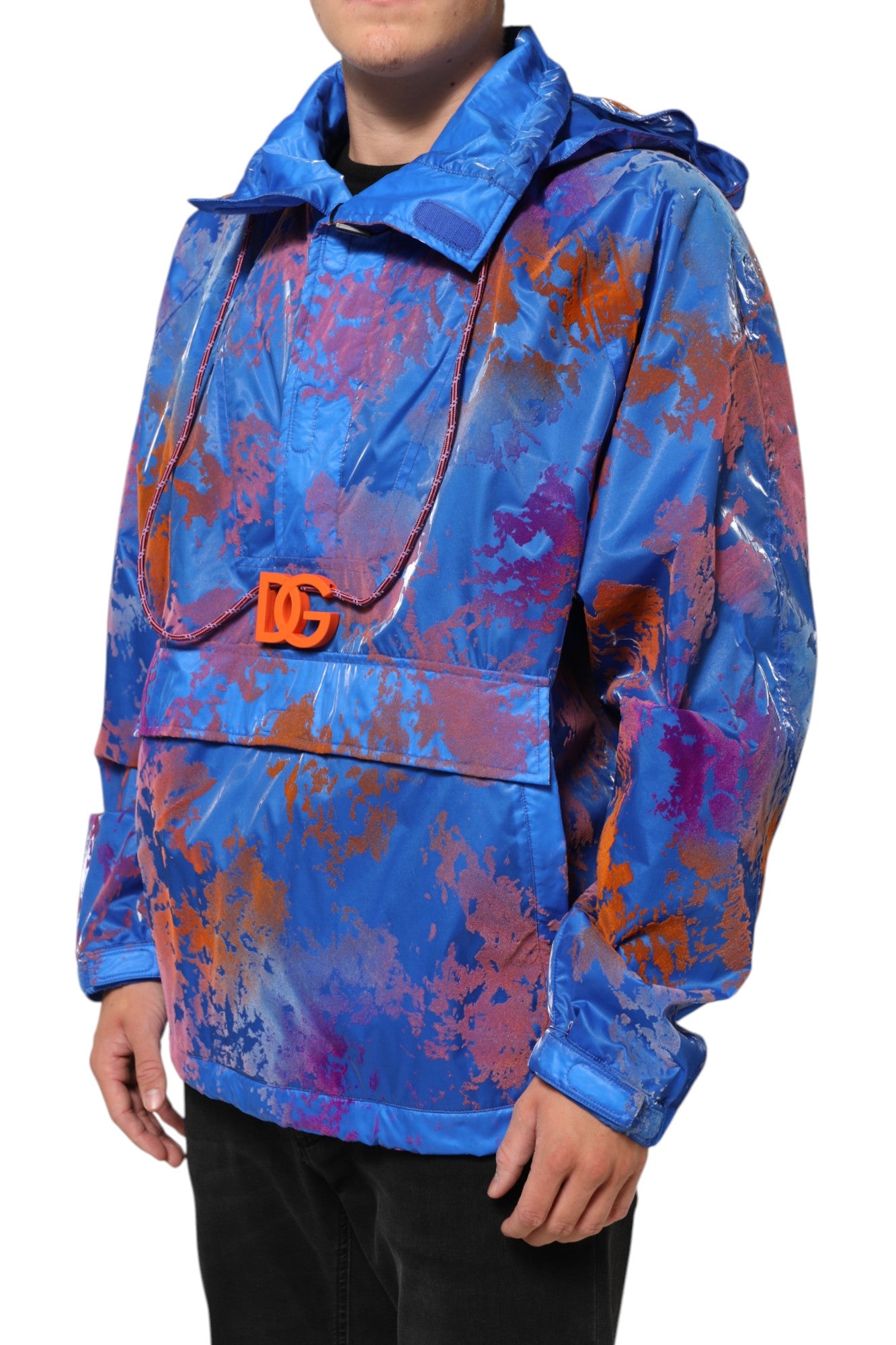 Chaqueta sudadera con capucha y logo tie dye azul de Dolce & Gabbana-3