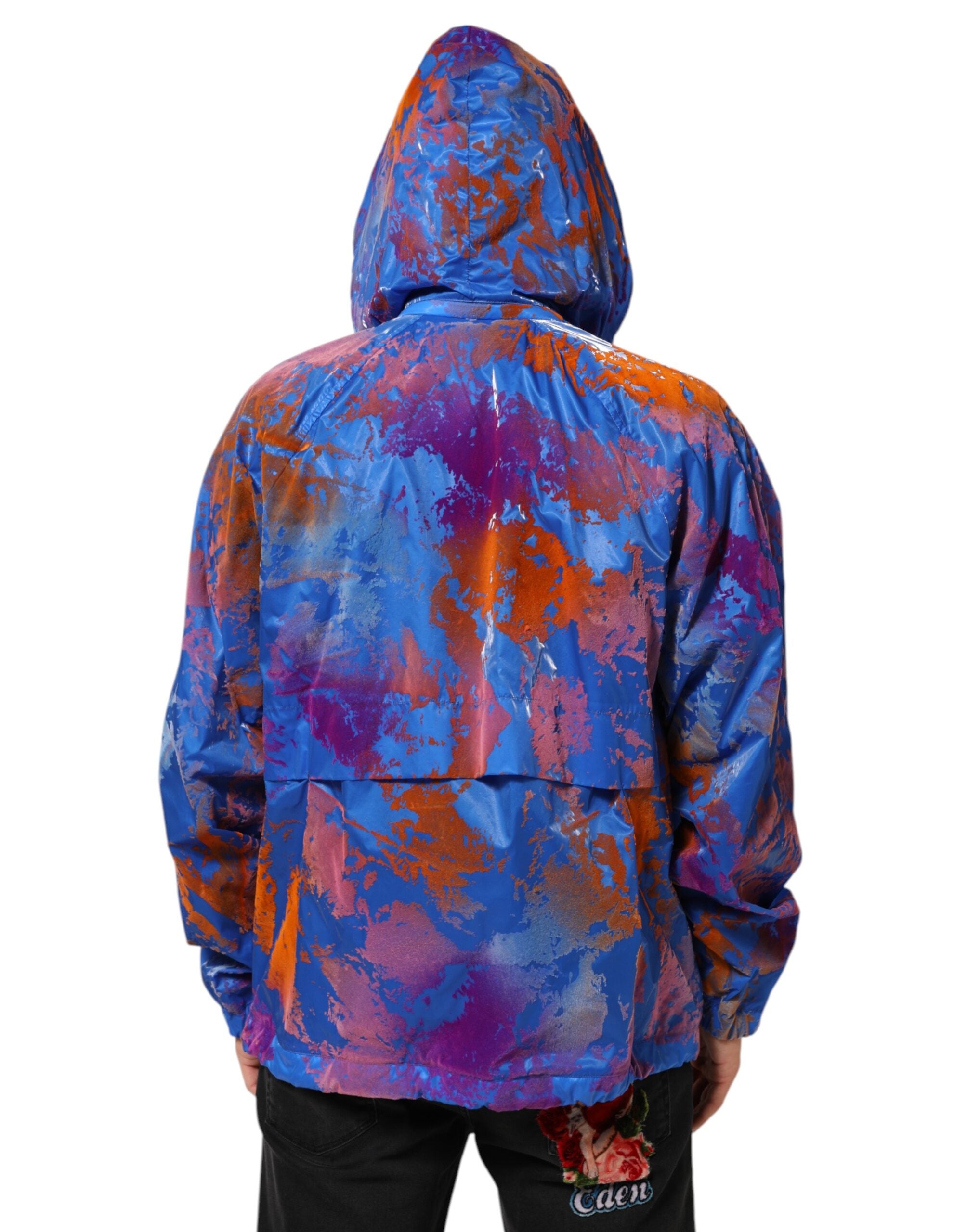 Chaqueta sudadera con capucha y logo tie dye azul de Dolce & Gabbana-4