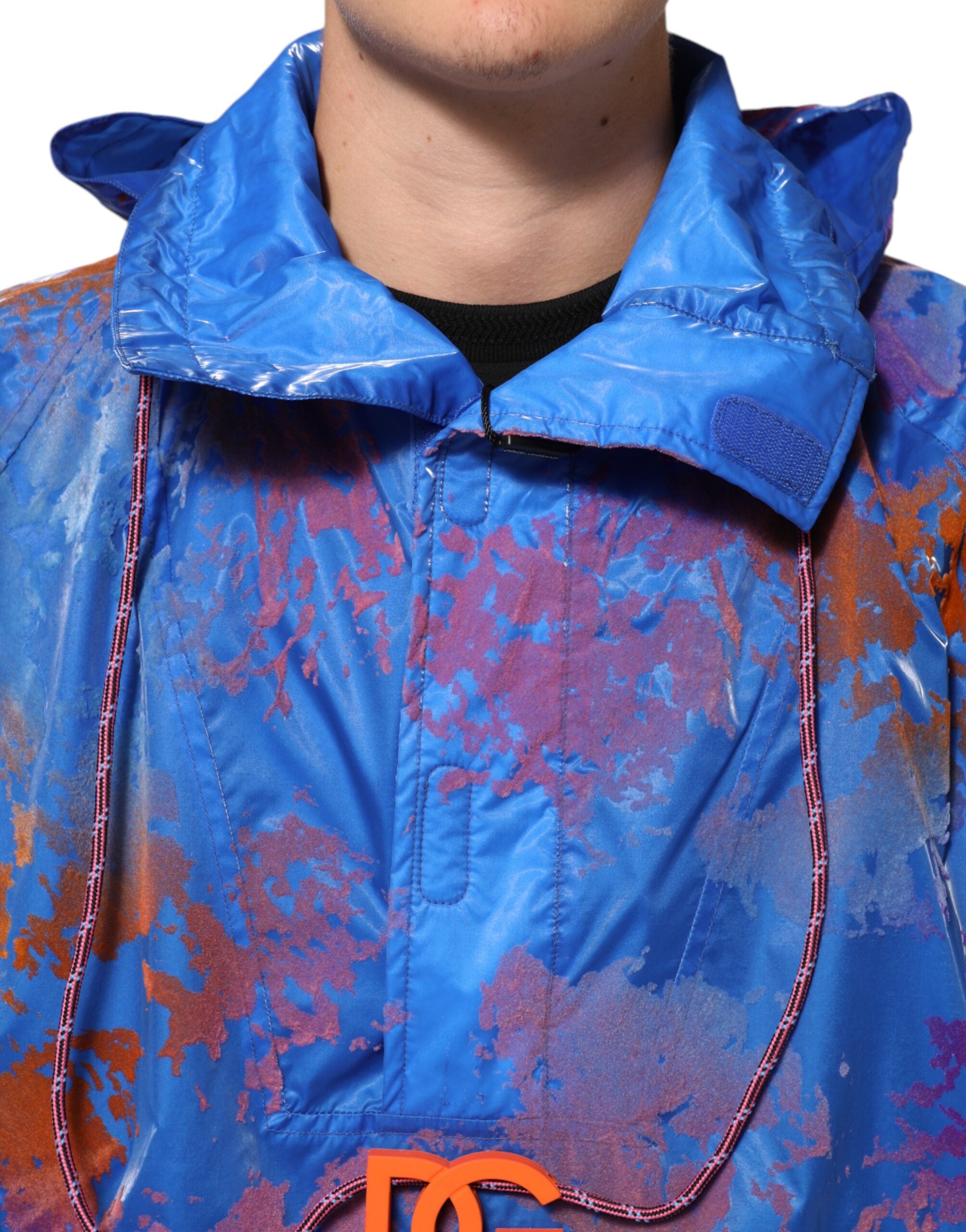 Chaqueta sudadera con capucha y logo tie dye azul de Dolce & Gabbana-5