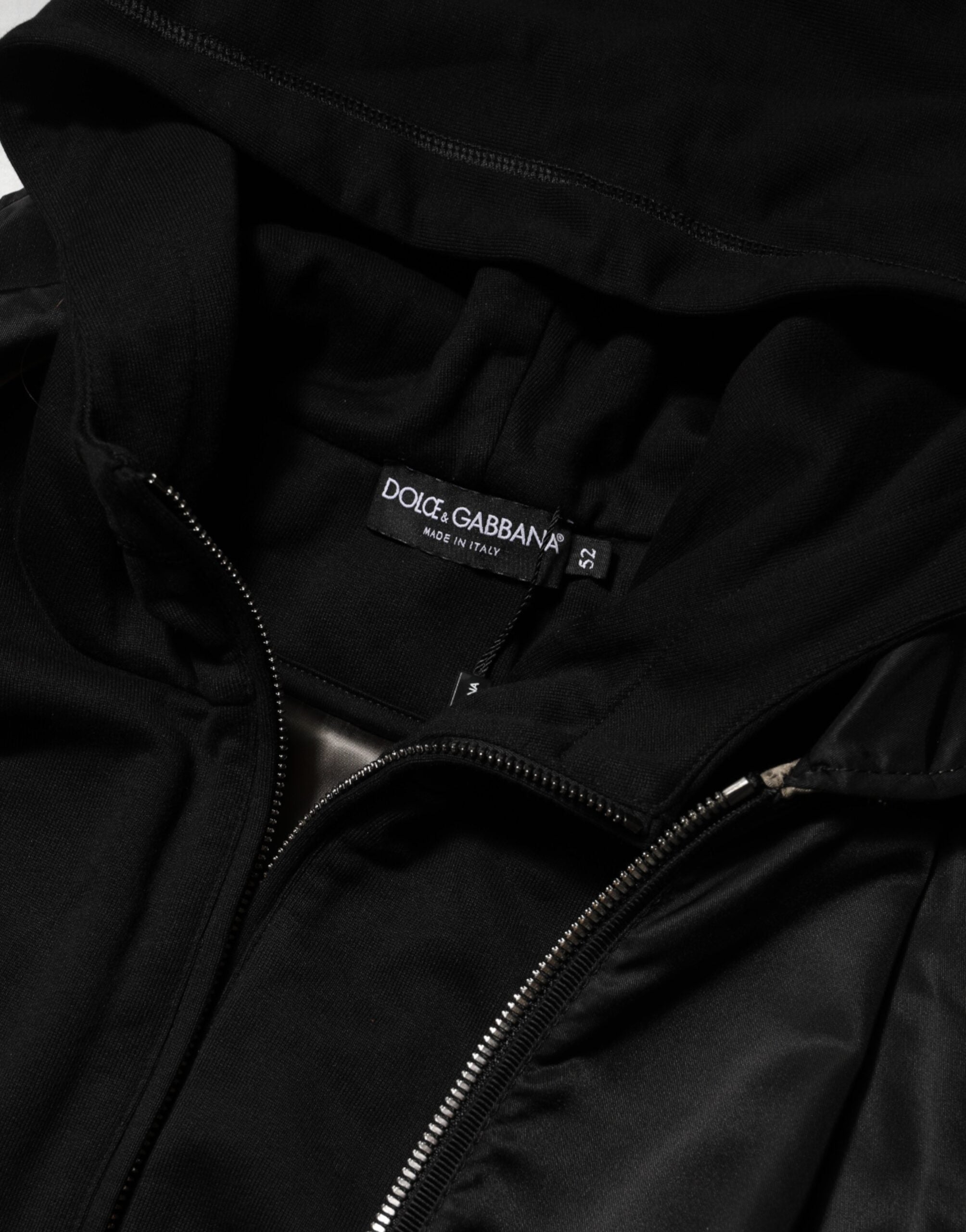 Dolce & Gabbana black cotton bomber jacket with hood and full-length zipper-8