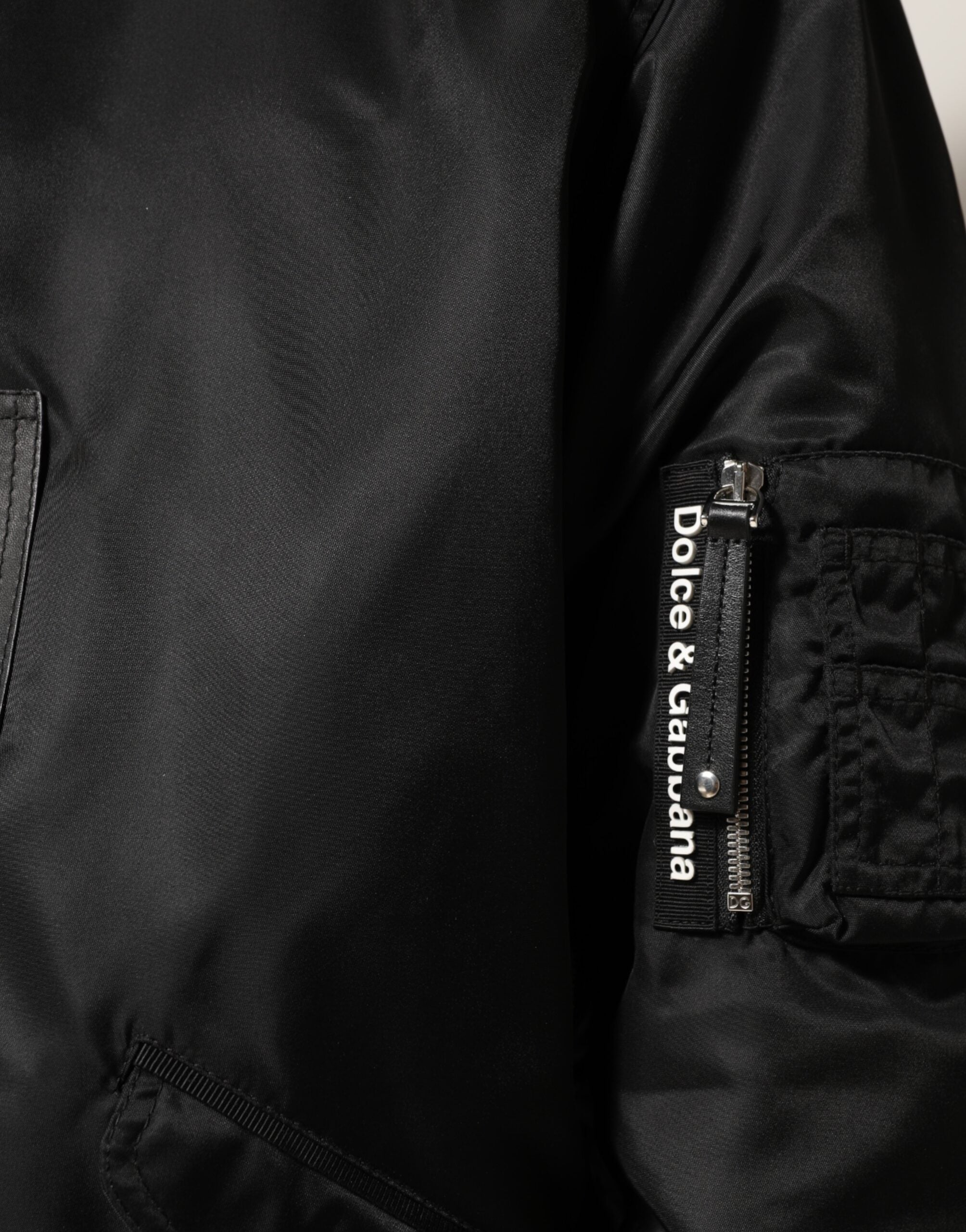 Dolce & Gabbana black cotton bomber jacket with hood and full-length zipper-6