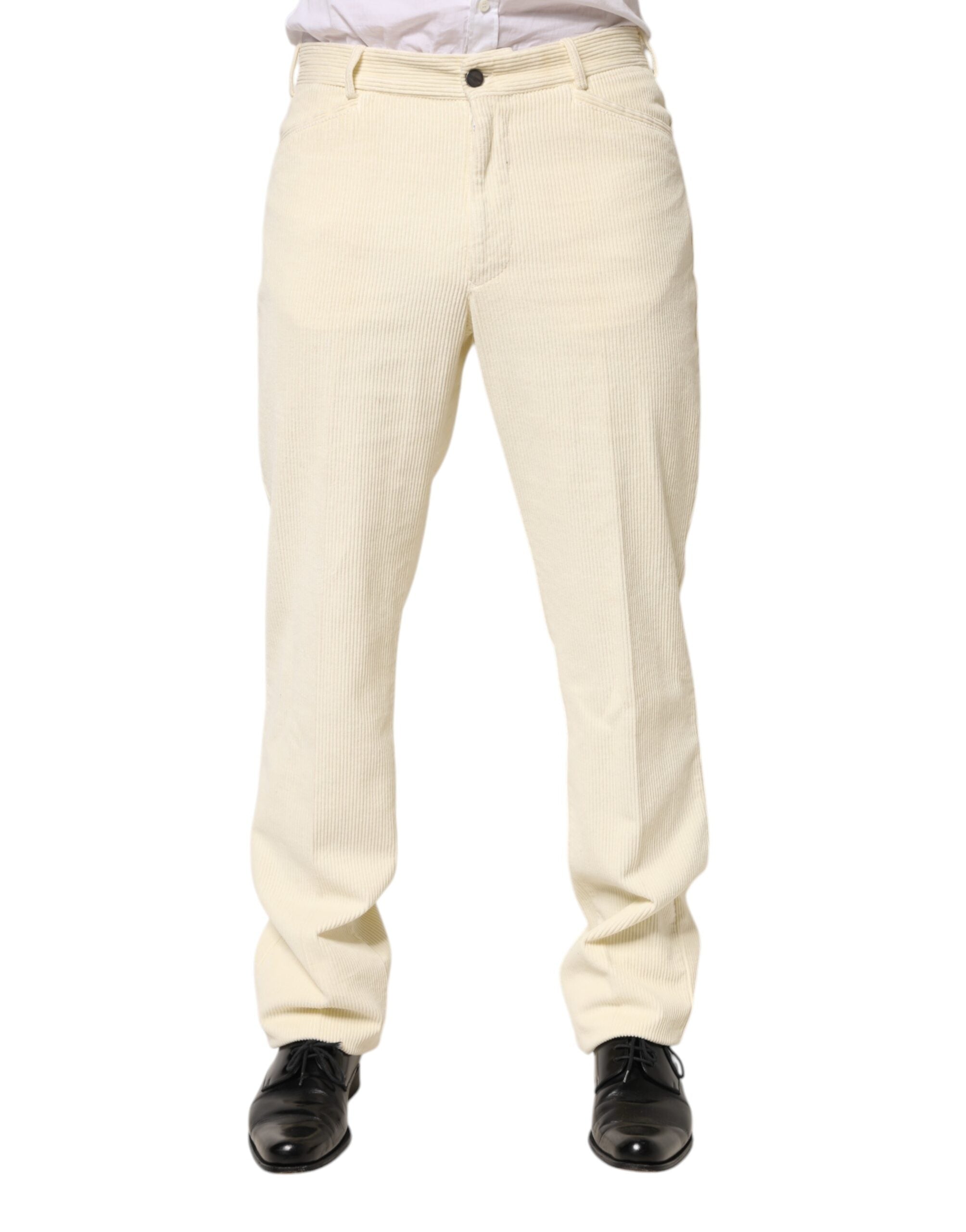 Burberry Beige Corduroy Cotton Straight Men's Trousers-2
