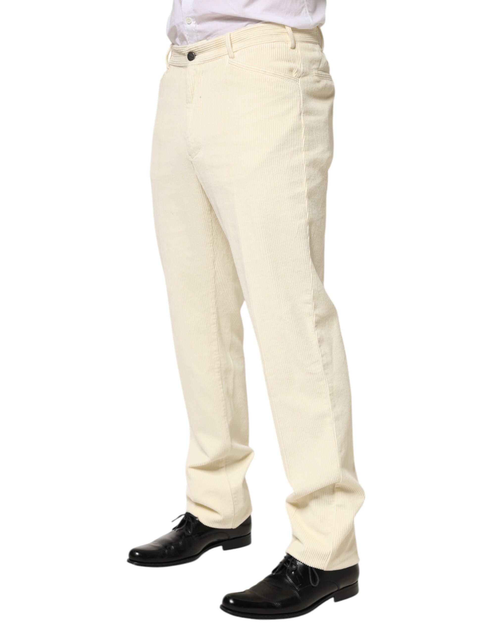 Burberry Beige Corduroy Cotton Straight Men's Trousers-3