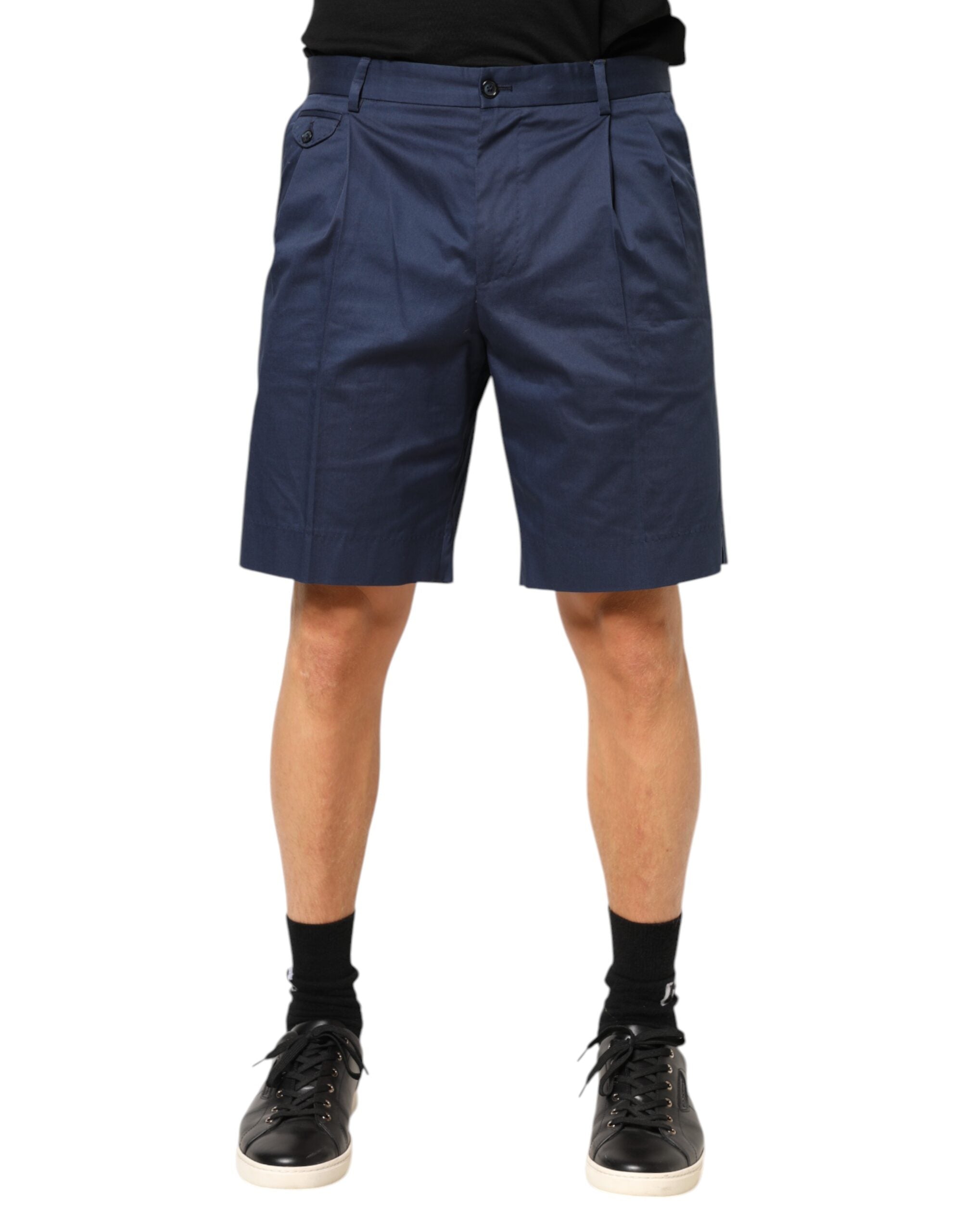 Dolce & Gabbana Blaue Bermuda-Shorts aus Baumwolle mit mittlerer Taille-2