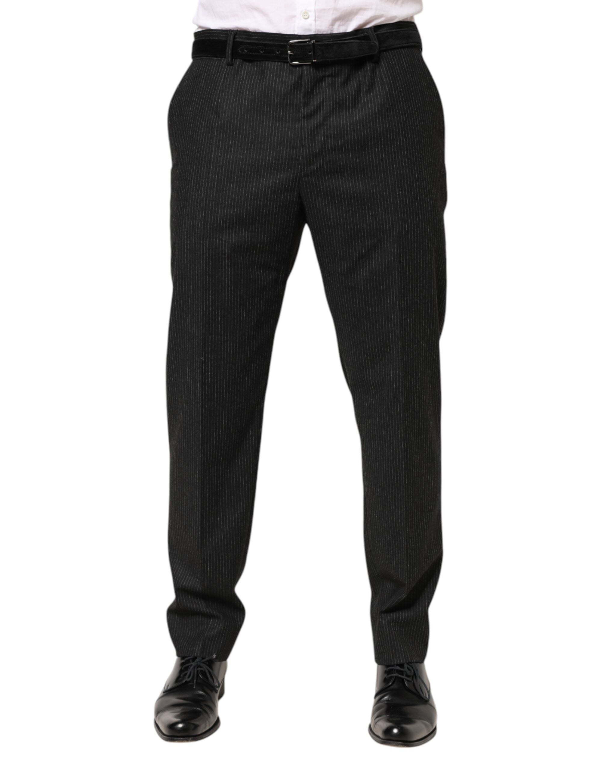 Dolce & Gabbana Black cotton dress trousers with a mid-waisted waist