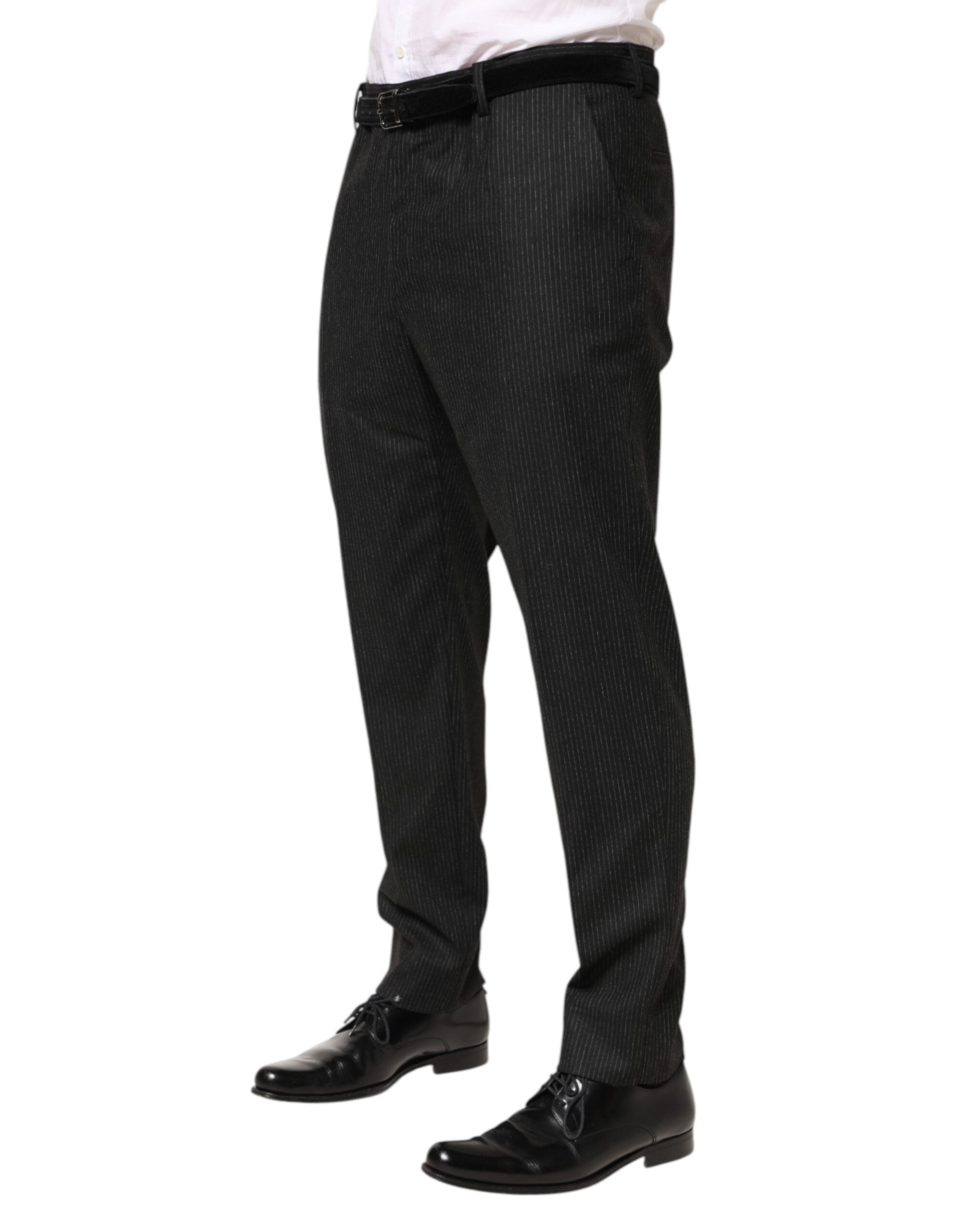 Dolce & Gabbana Schwarze Kleiderhosen aus Baumwolle mit mittlerer Taille-3