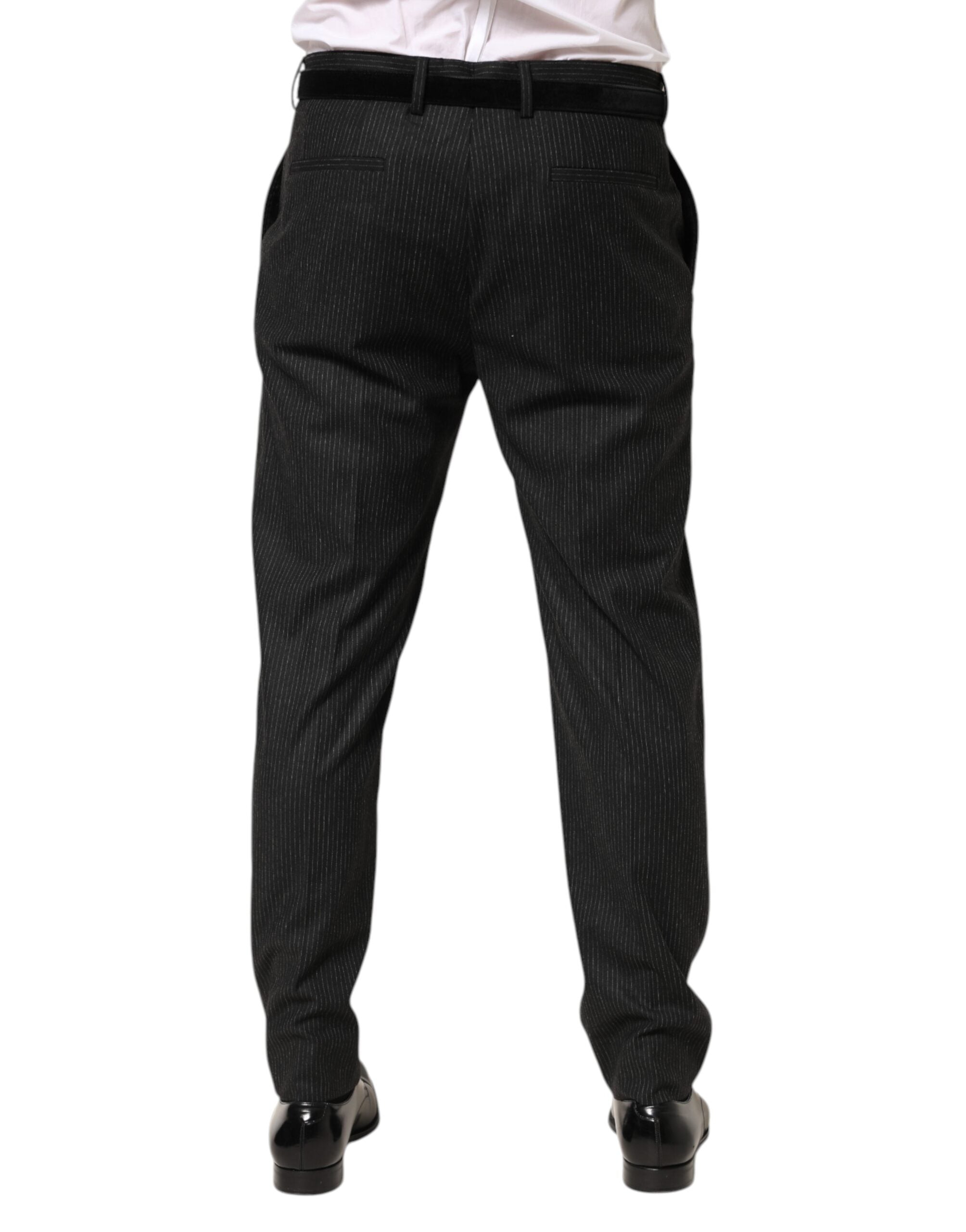 Dolce & Gabbana Schwarze Kleiderhosen aus Baumwolle mit mittlerer Taille-4