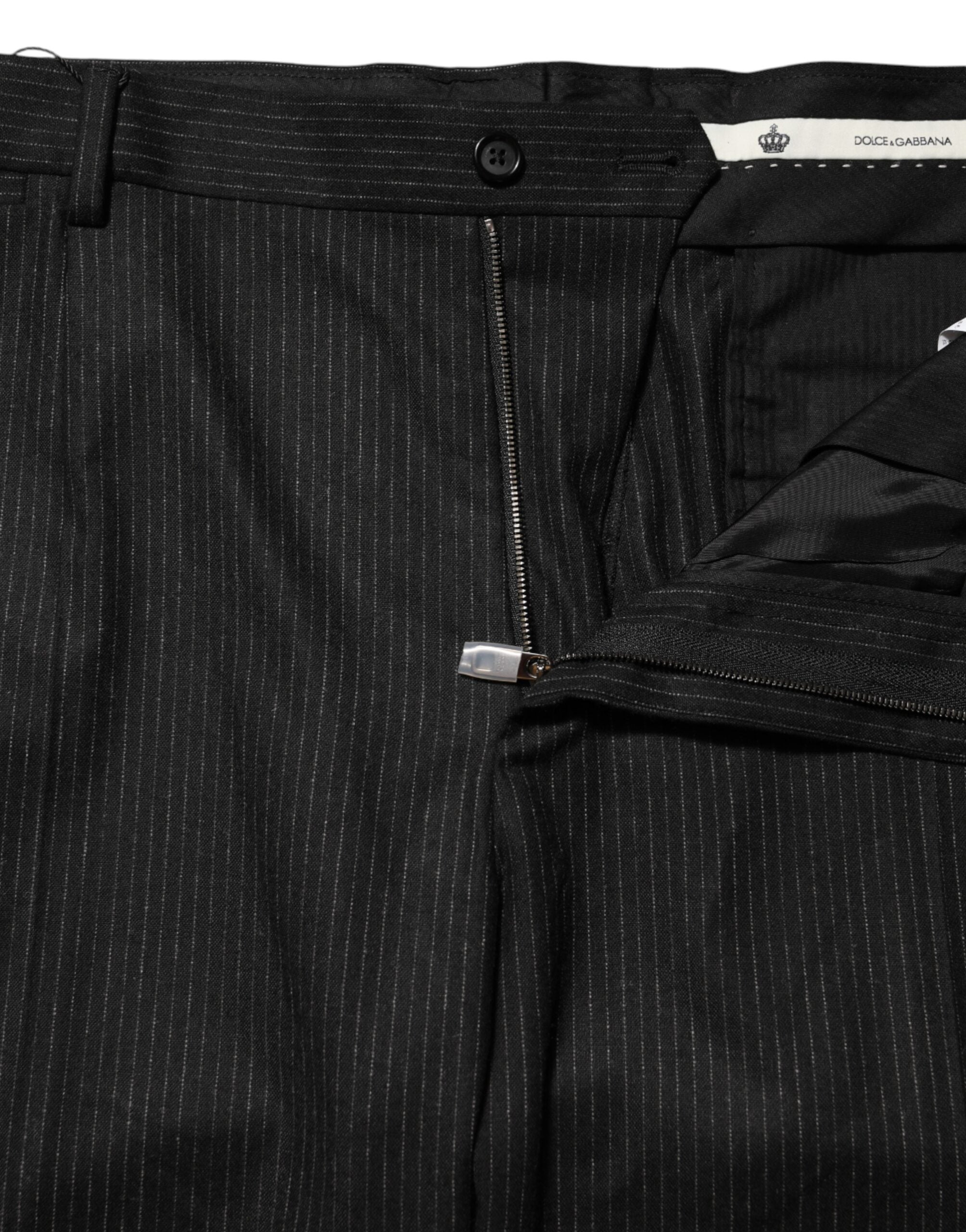 Dolce & Gabbana Schwarze Kleiderhosen aus Baumwolle mit mittlerer Taille-5