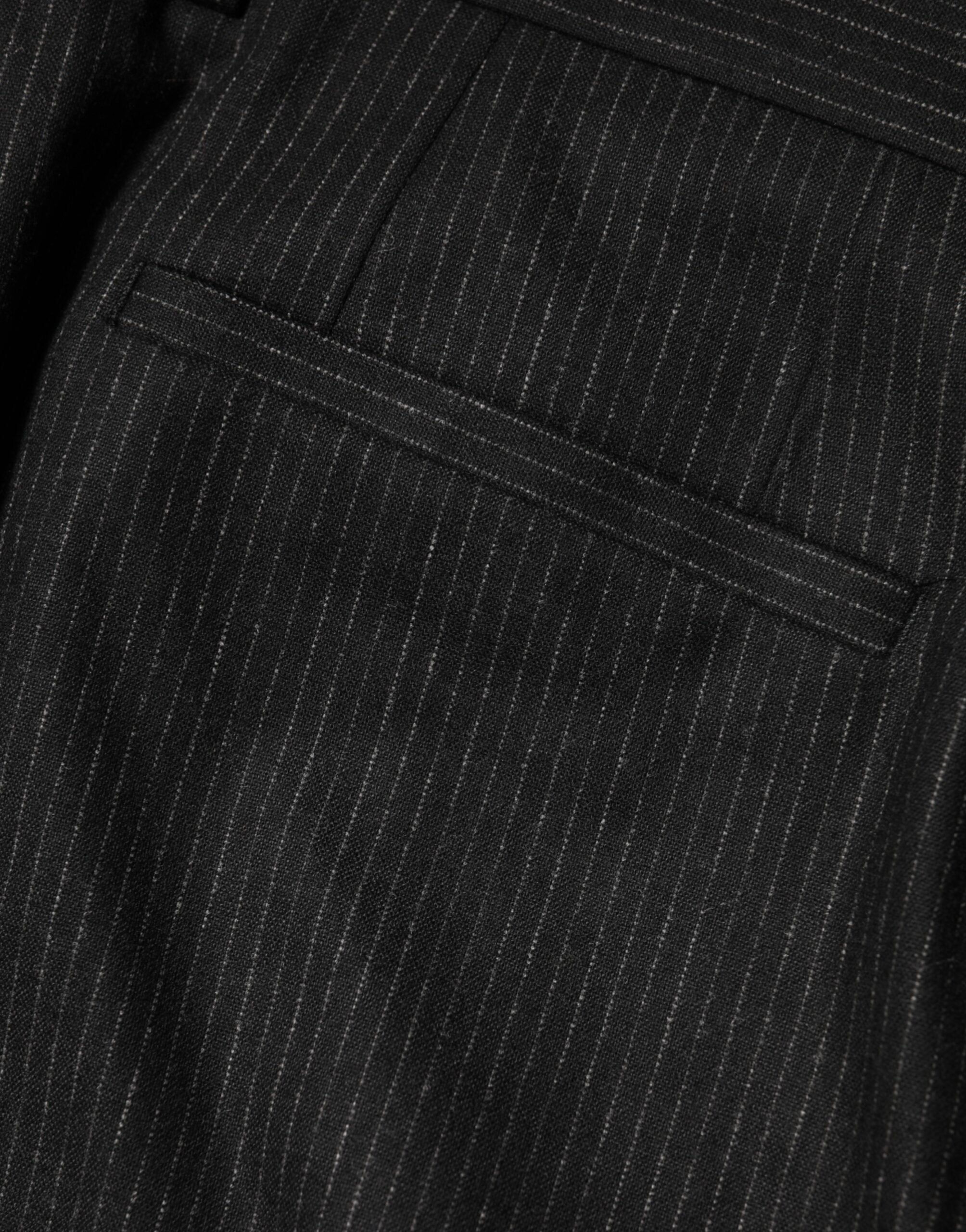 Dolce & Gabbana Schwarze Kleiderhosen aus Baumwolle mit mittlerer Taille-6