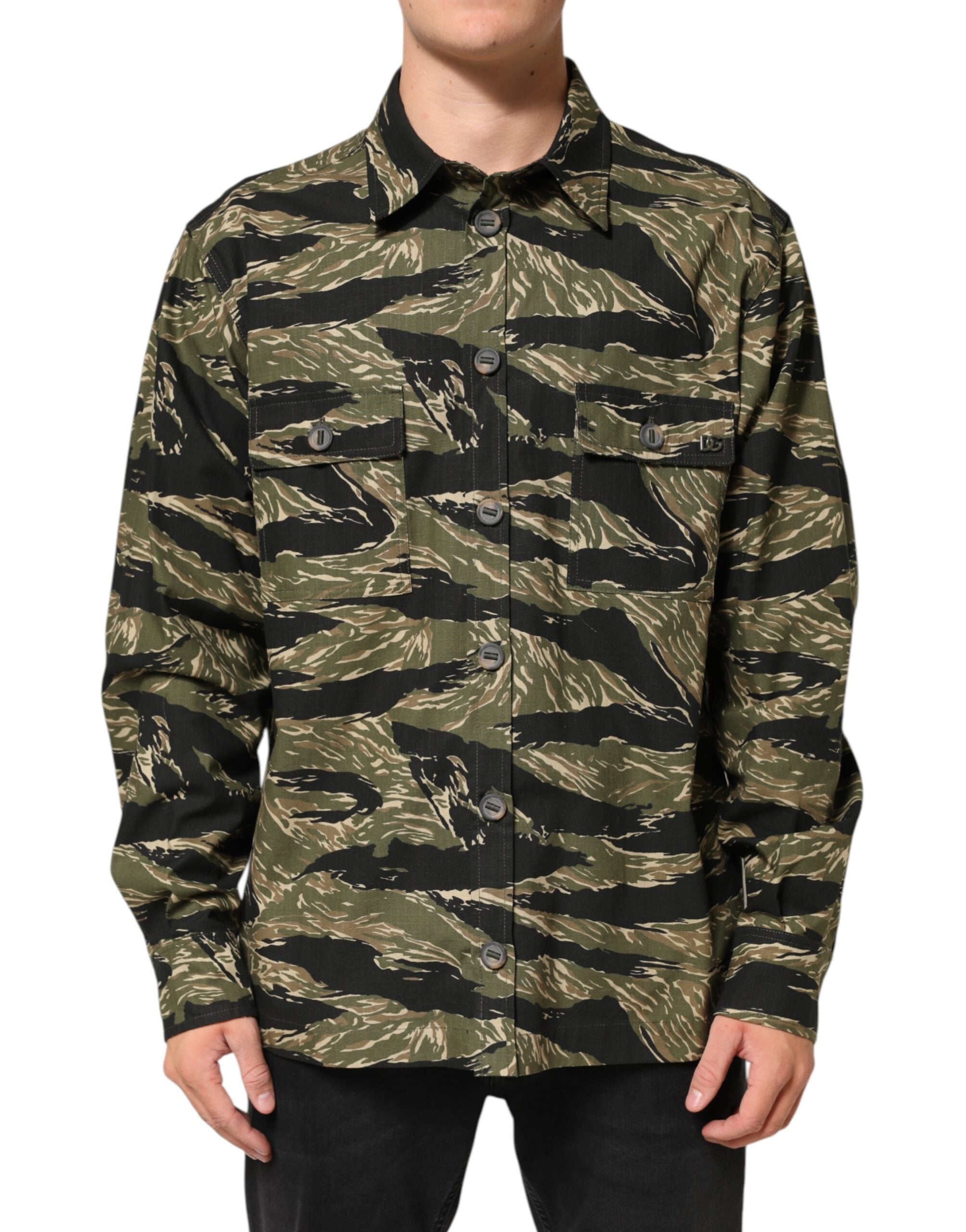 Dolce & Gabbana Multicolor Camouflage Cotton Casual Shirt-1