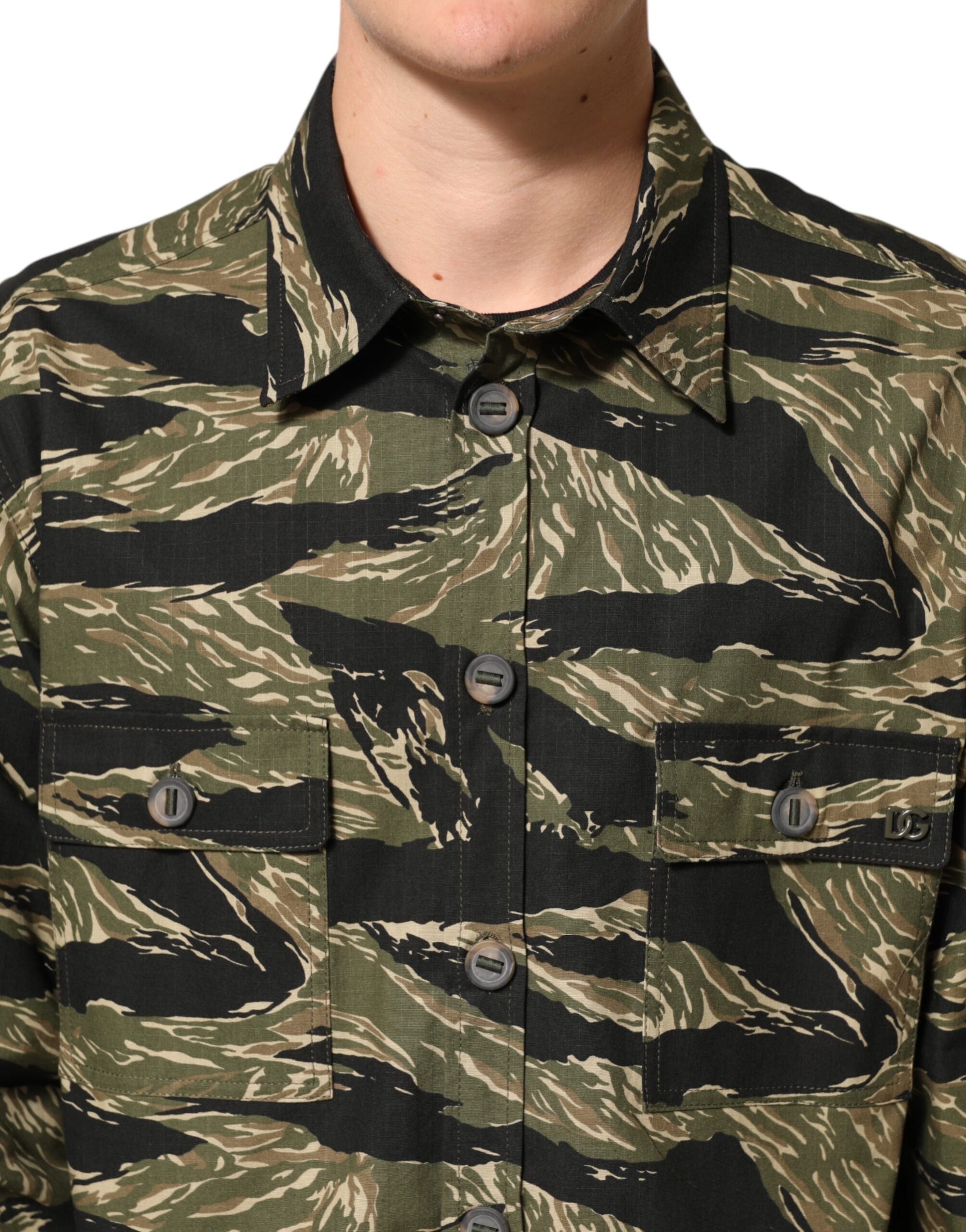 Dolce & Gabbana Multicolor Camouflage Cotton Casual Shirt-5