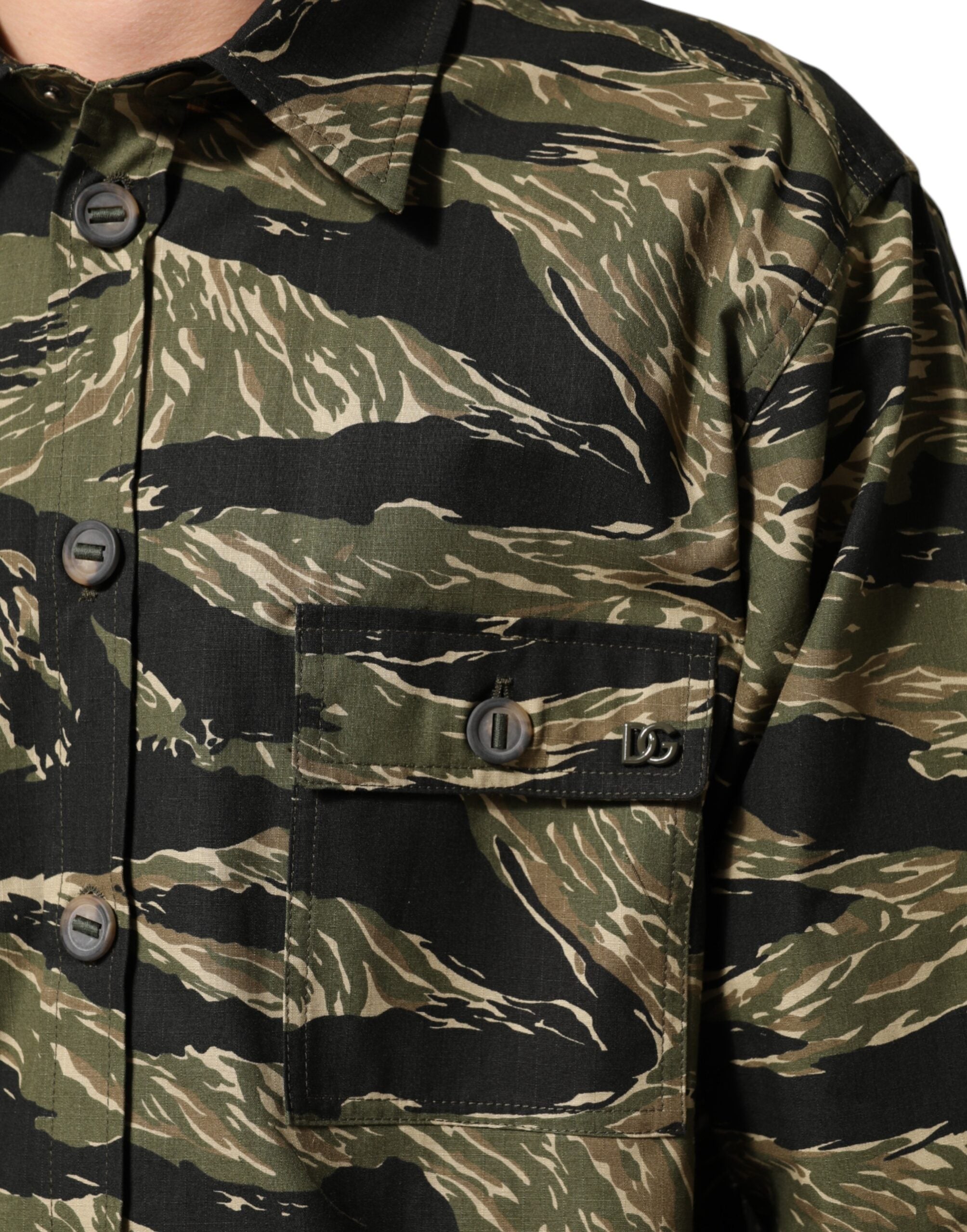 Dolce & Gabbana Multicolor Camouflage Cotton Casual Shirt-6