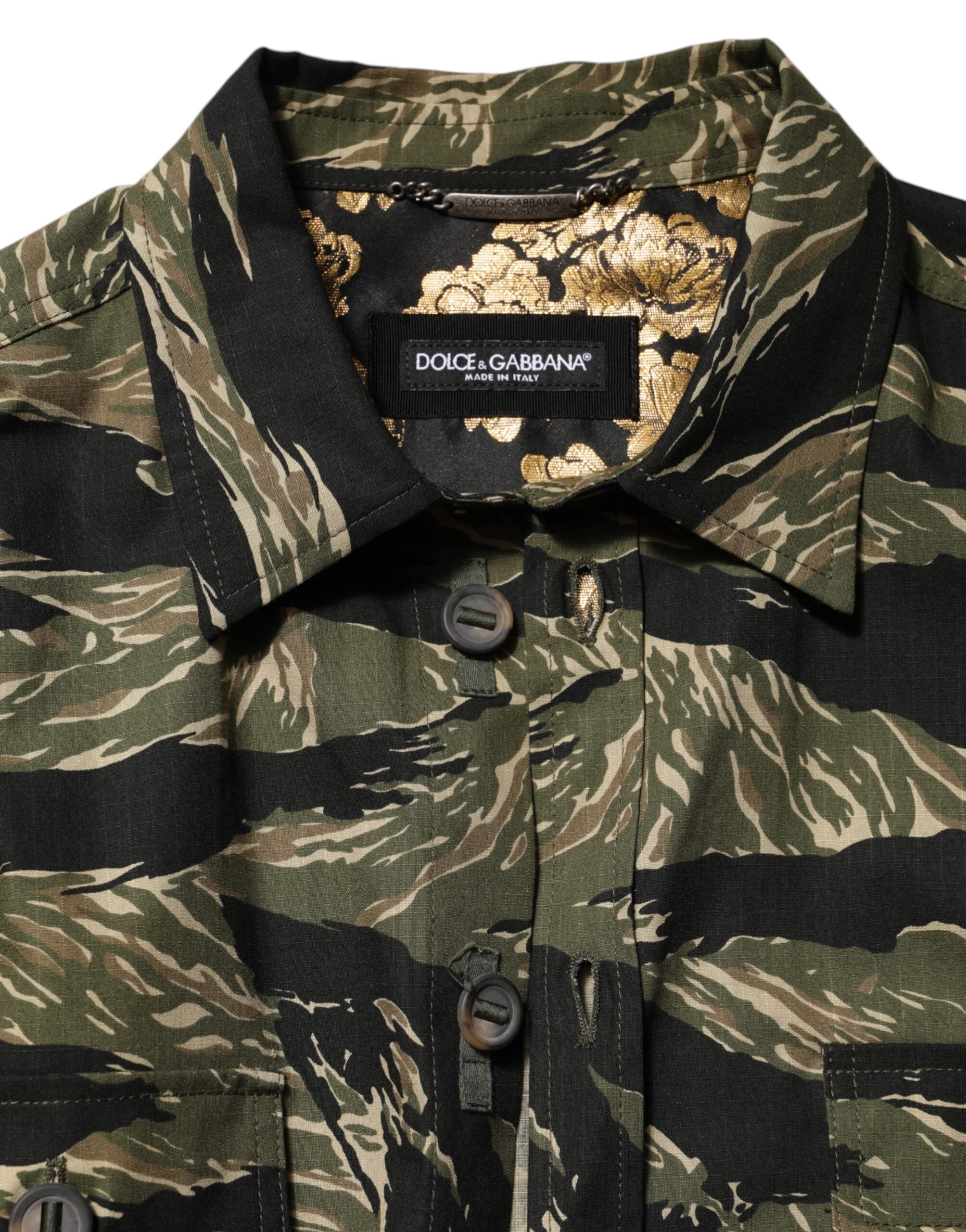 Dolce & Gabbana Multicolor Camouflage Cotton Casual Shirt-7