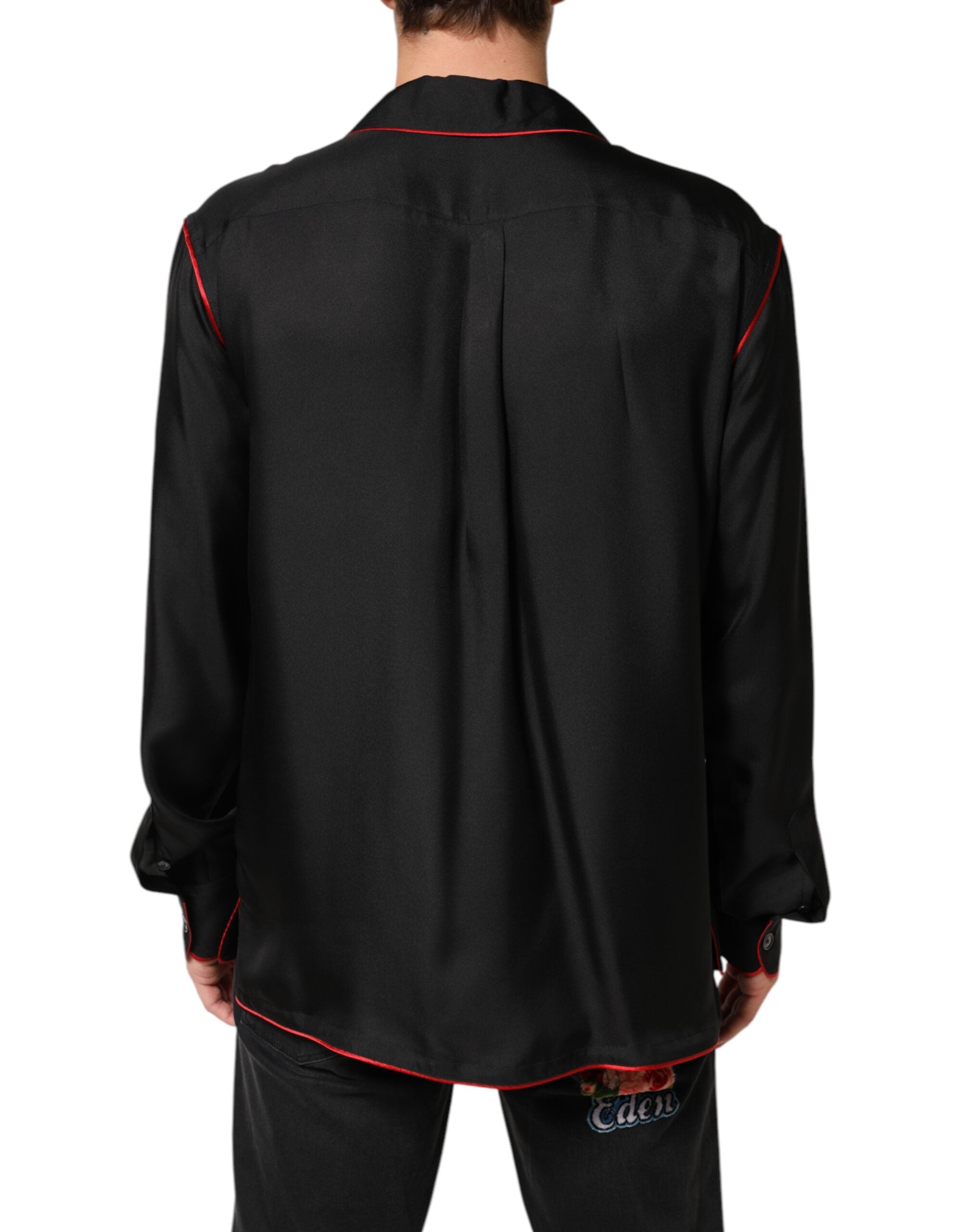 Camisa informal de seda en contraste negro y rojo de Dolce & Gabbana-4