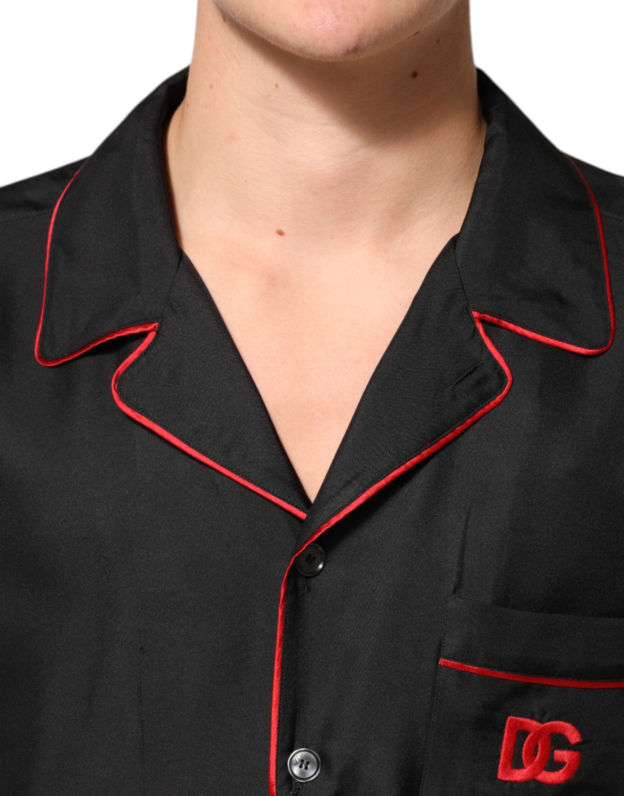 Camisa informal de seda en contraste negro y rojo de Dolce & Gabbana-5