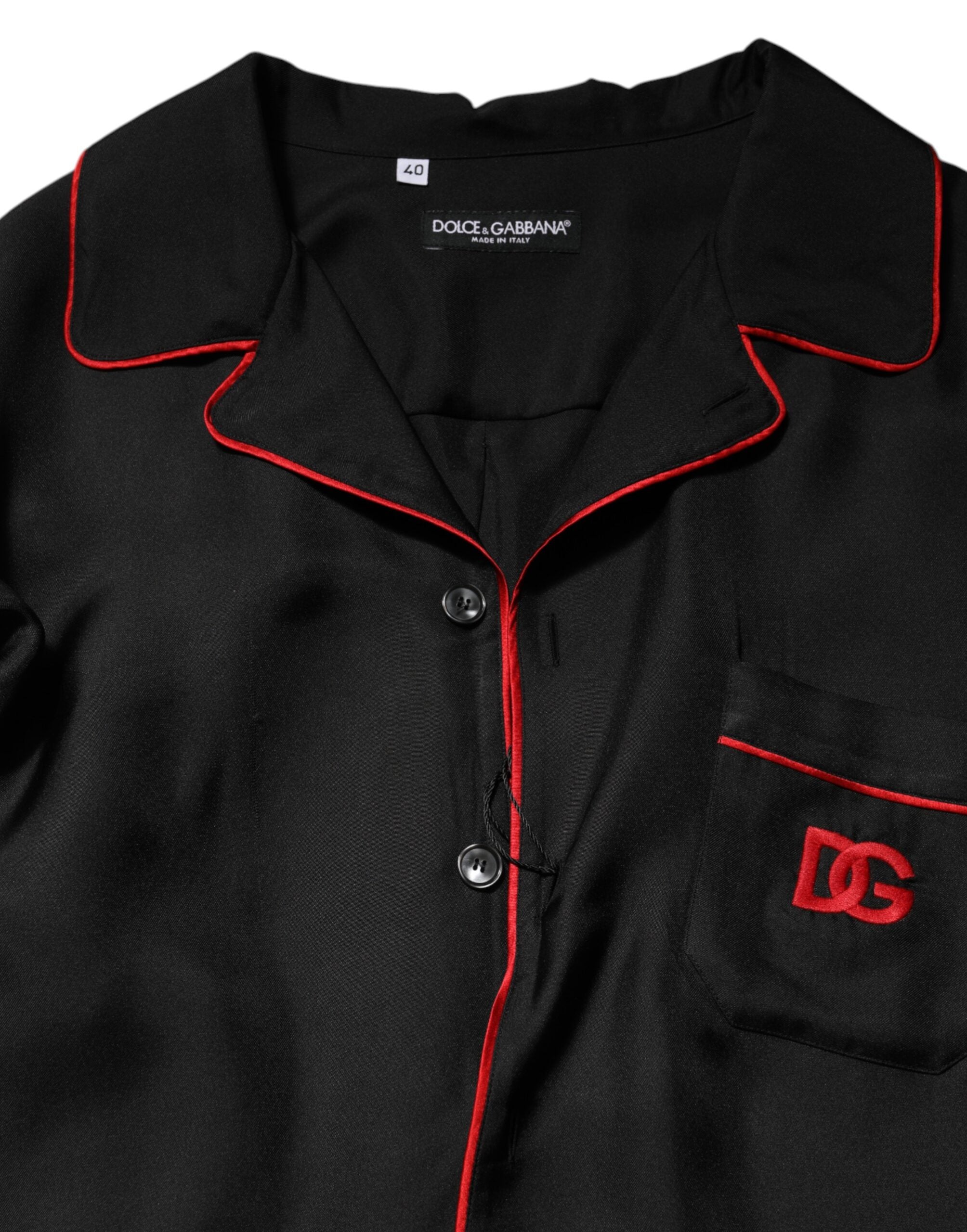 Camisa informal de seda en contraste negro y rojo de Dolce & Gabbana-6