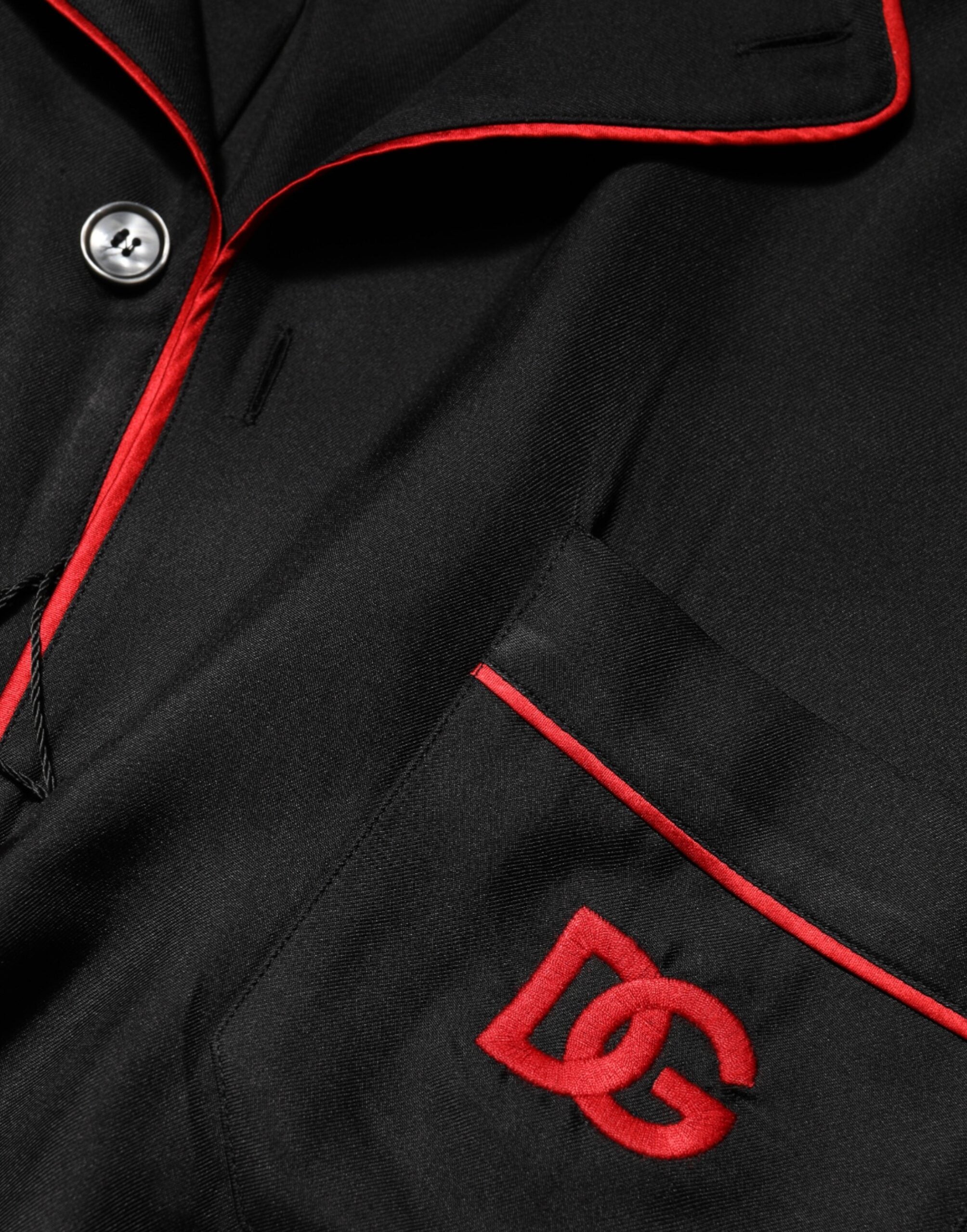 Camisa informal de seda en contraste negro y rojo de Dolce & Gabbana-7