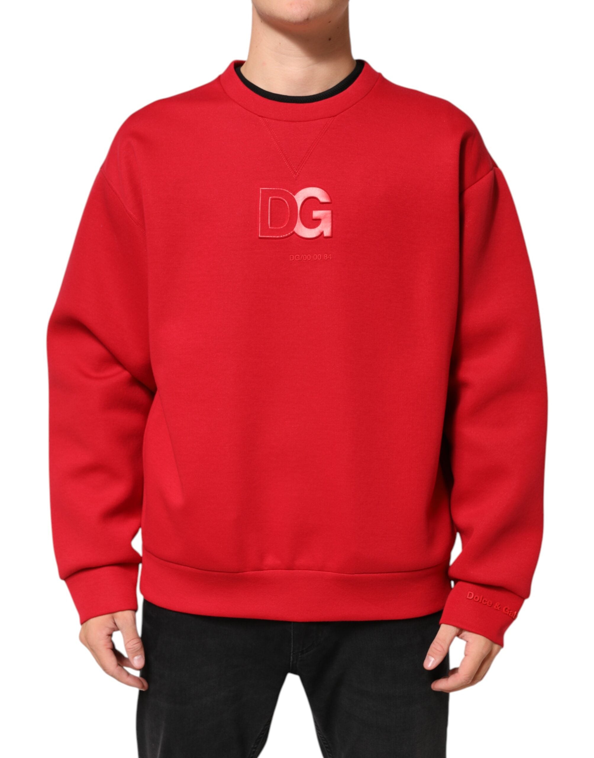 Dolce & Gabbana Rot DG Logo Rundhalsausschnitt Männer Sweatshirt Pullover-1