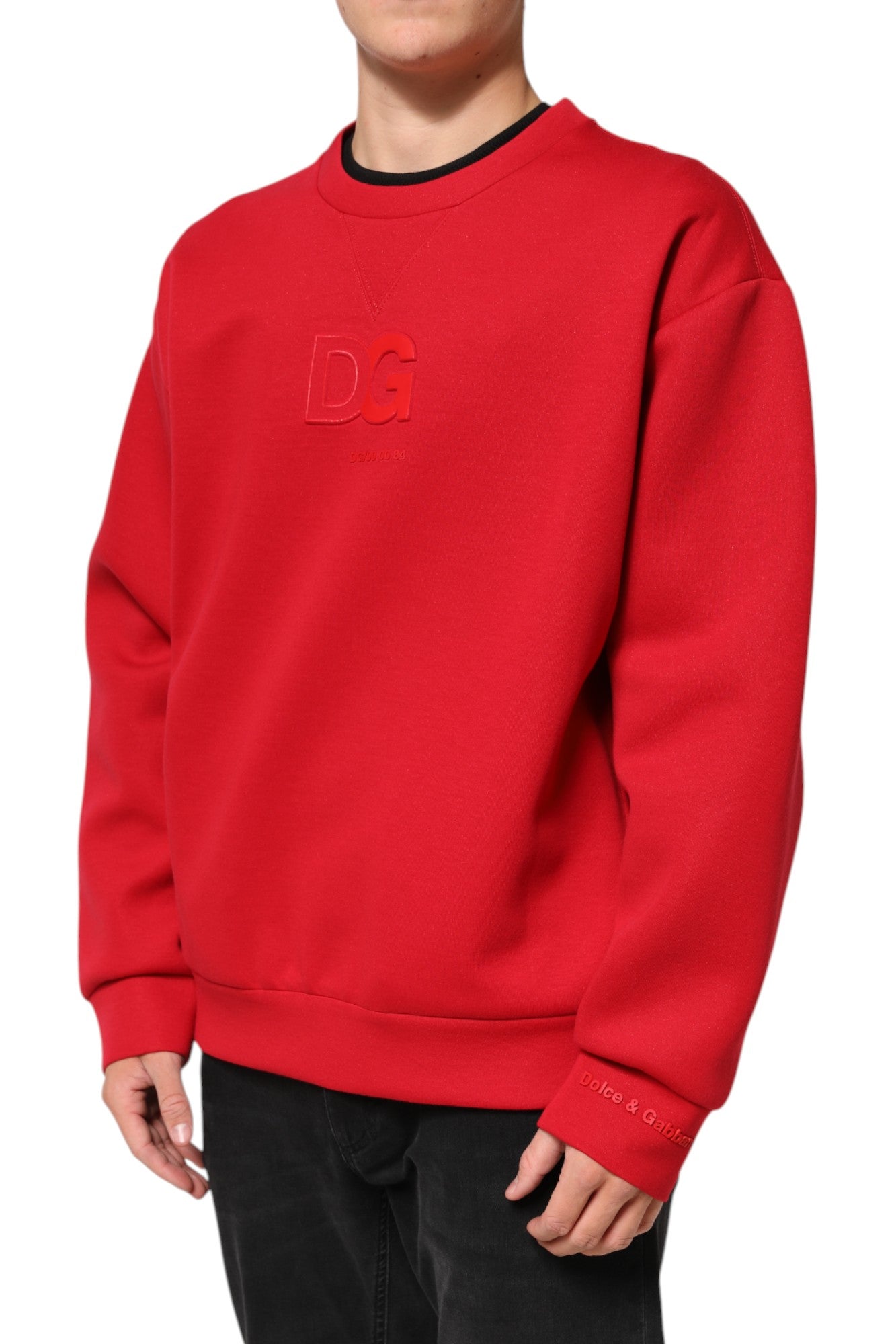Sudadera Dolce & Gabbana con cuello redondo y logotipo DG rojo para hombre-3