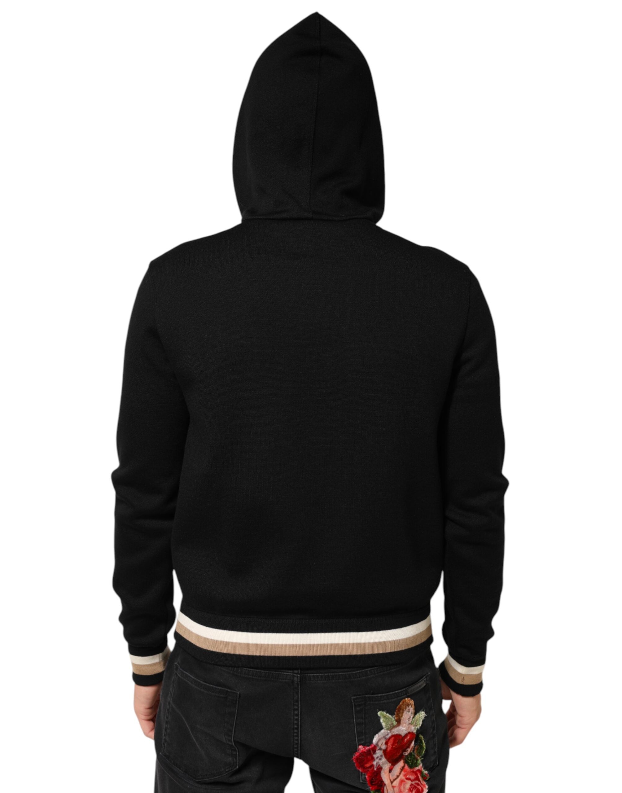 Dolce & Gabbana Schwarzes Leoparden-Logo-Sweatshirt mit Kapuze Pullover-4