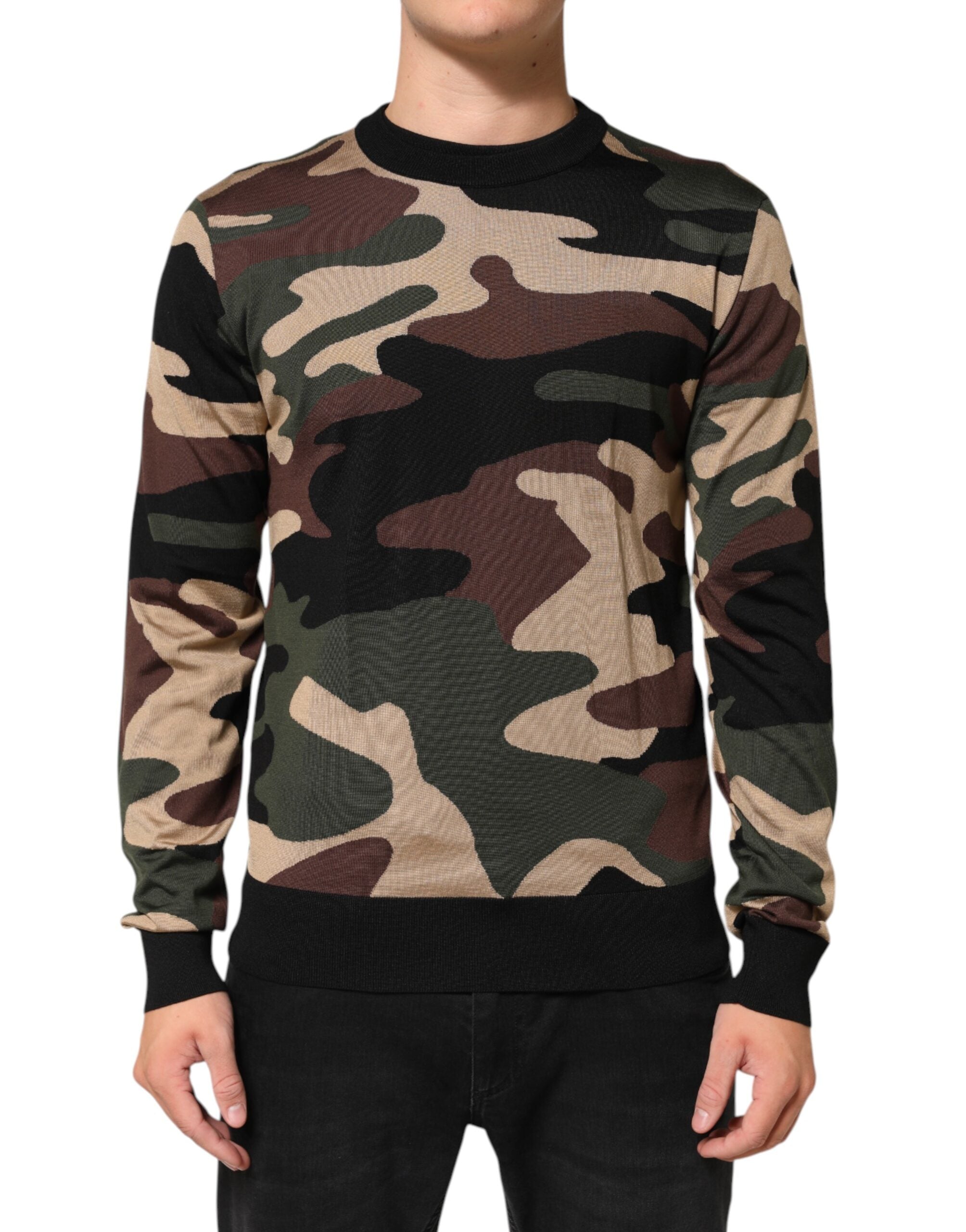 Dolce & Gabbana Multicolor Camouflage Crew Neck Men's Sweater-2