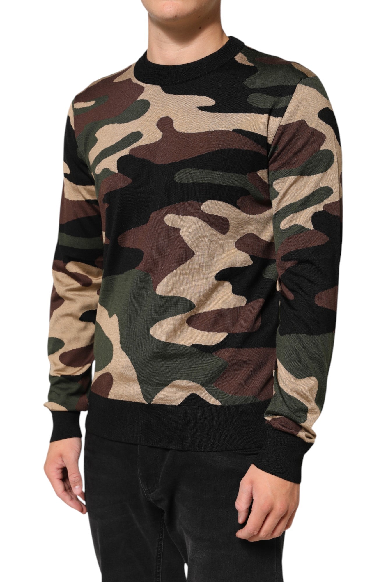 Dolce & Gabbana Multicolor Camouflage Crew Neck Men's Sweater-3