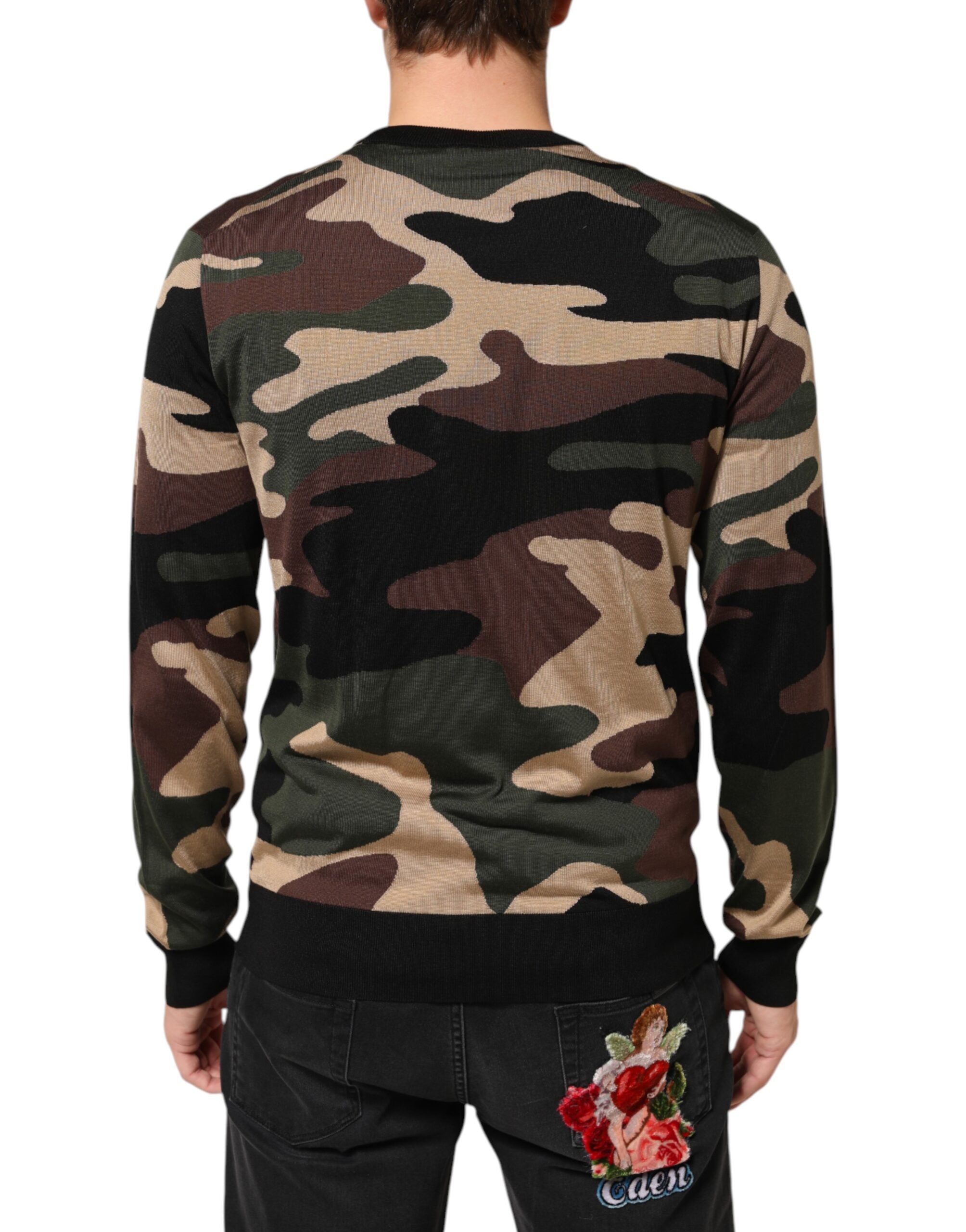 Dolce & Gabbana Multicolor Camouflage Crew Neck Men's Sweater-4
