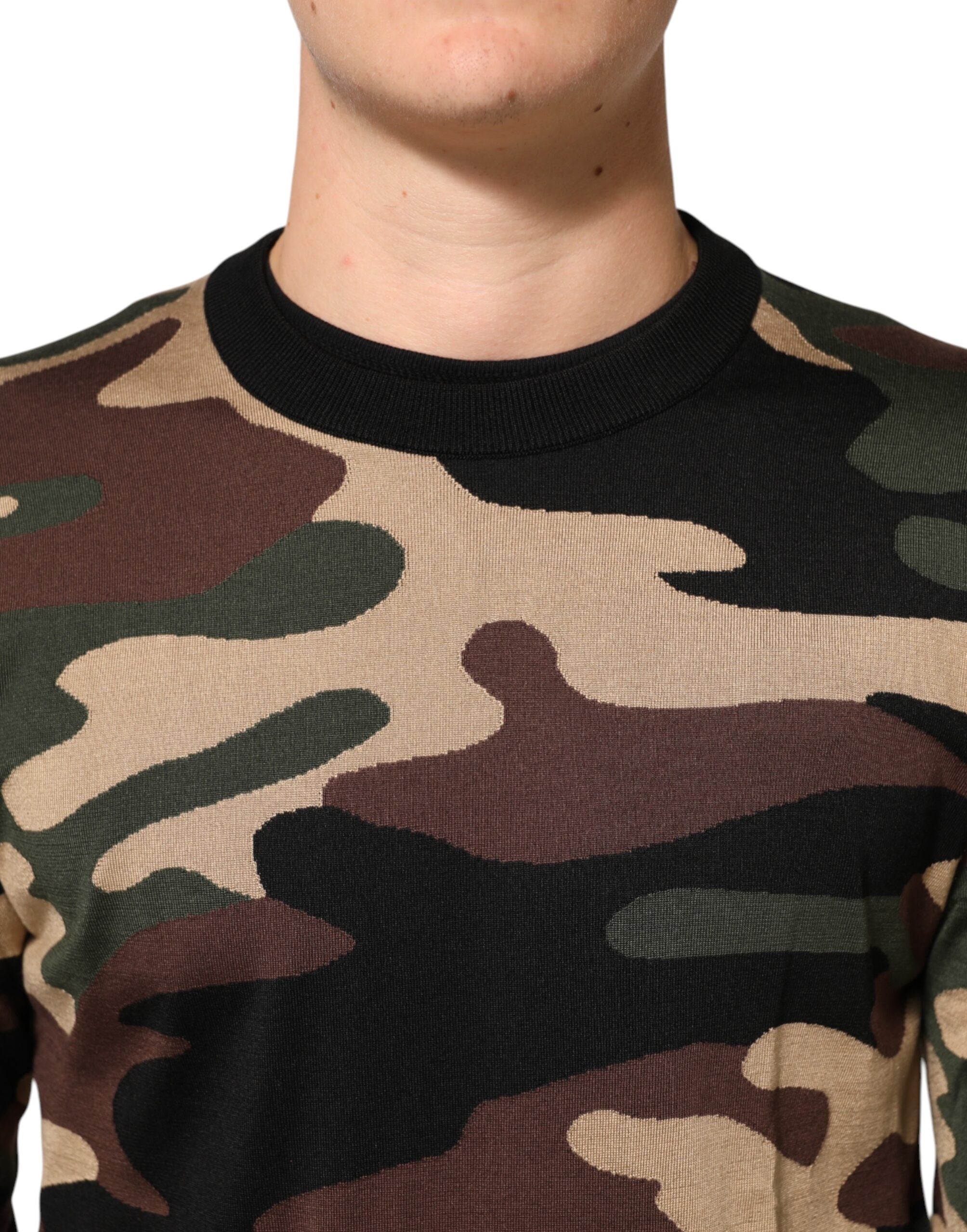 Dolce & Gabbana Multicolor Camouflage Crew Neck Men's Sweater-5