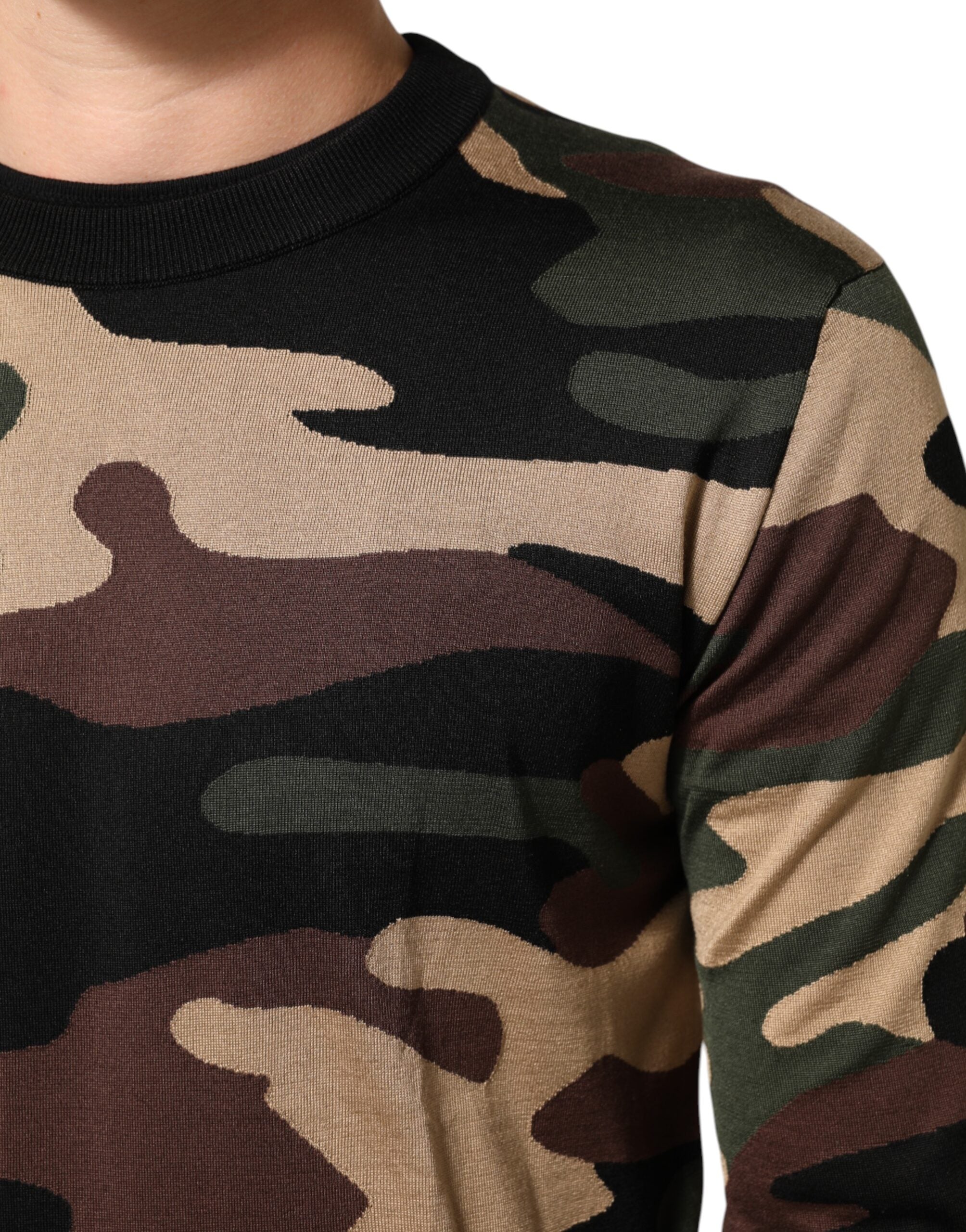 Dolce & Gabbana Multicolor Camouflage Crew Neck Men's Sweater-6