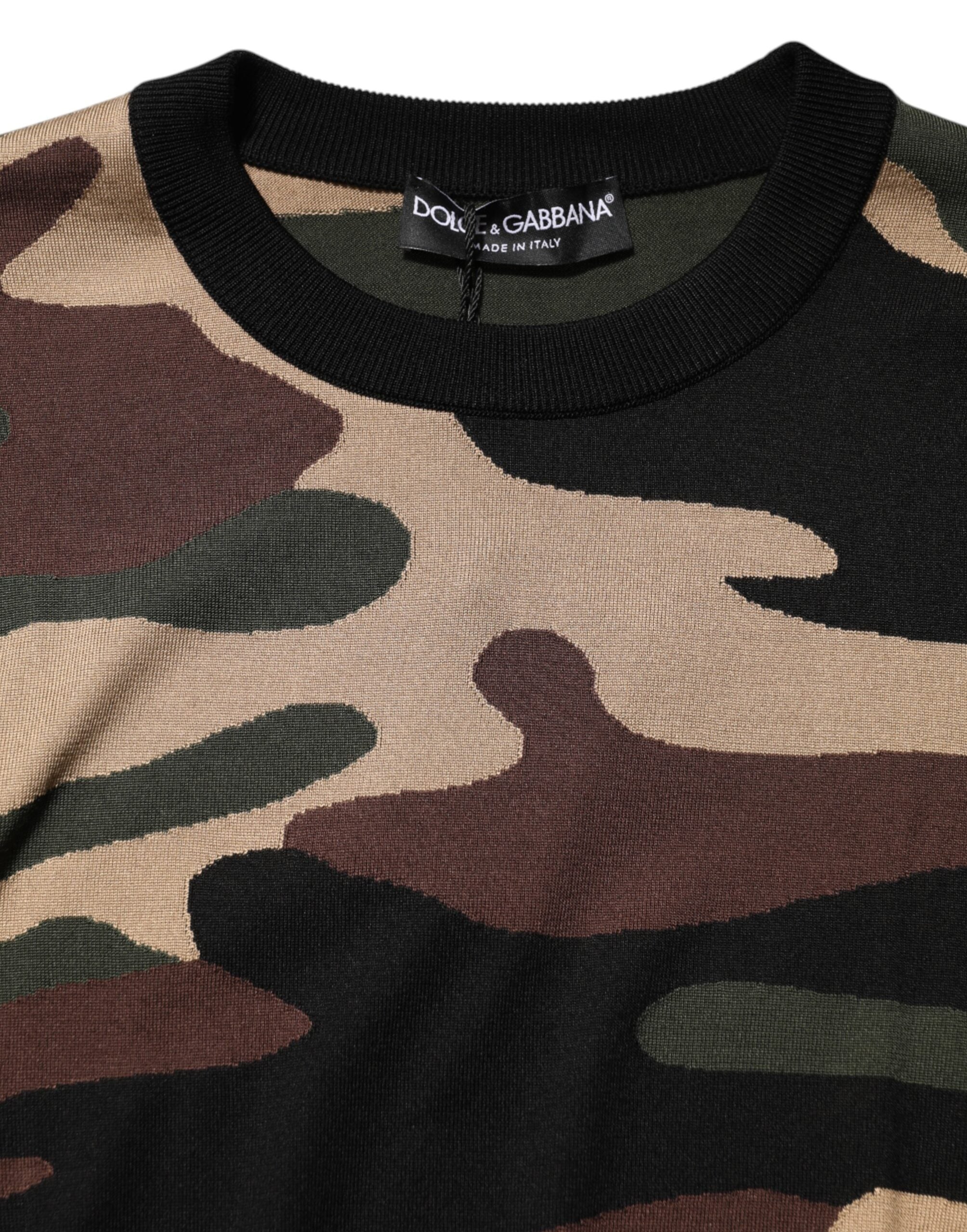 Dolce & Gabbana Multicolor Camouflage Crew Neck Men's Sweater-7