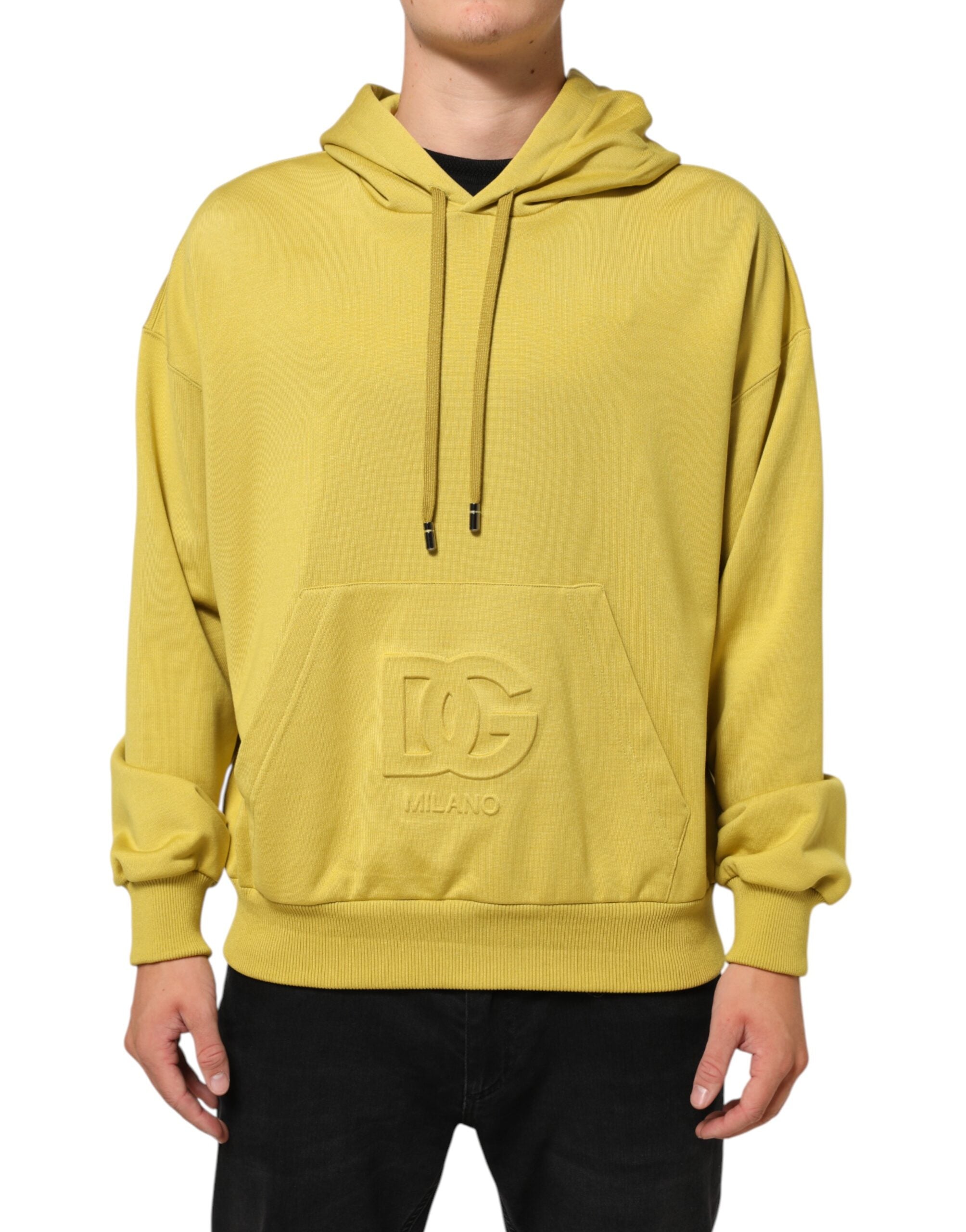 Dolce & Gabbana Yellow Logo Cotton Hooded Sweatshirt-2