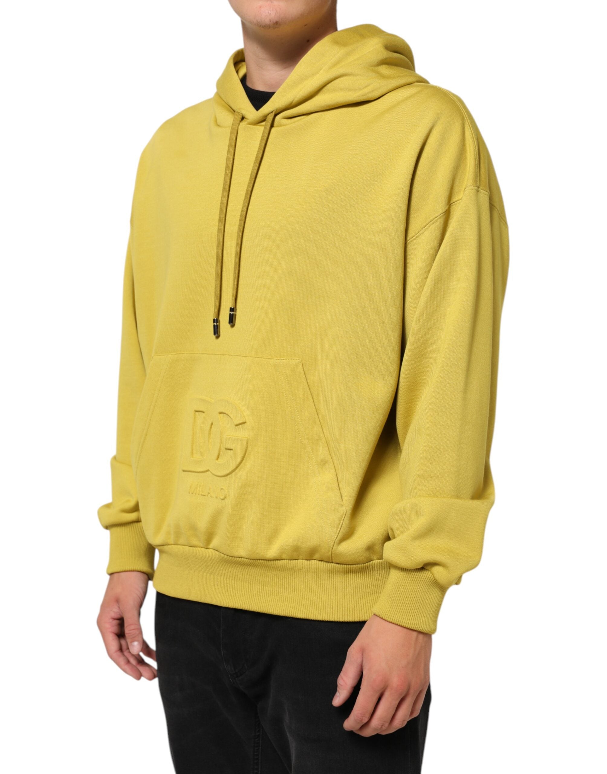 Dolce & Gabbana Yellow Logo Cotton Hooded Sweatshirt-3