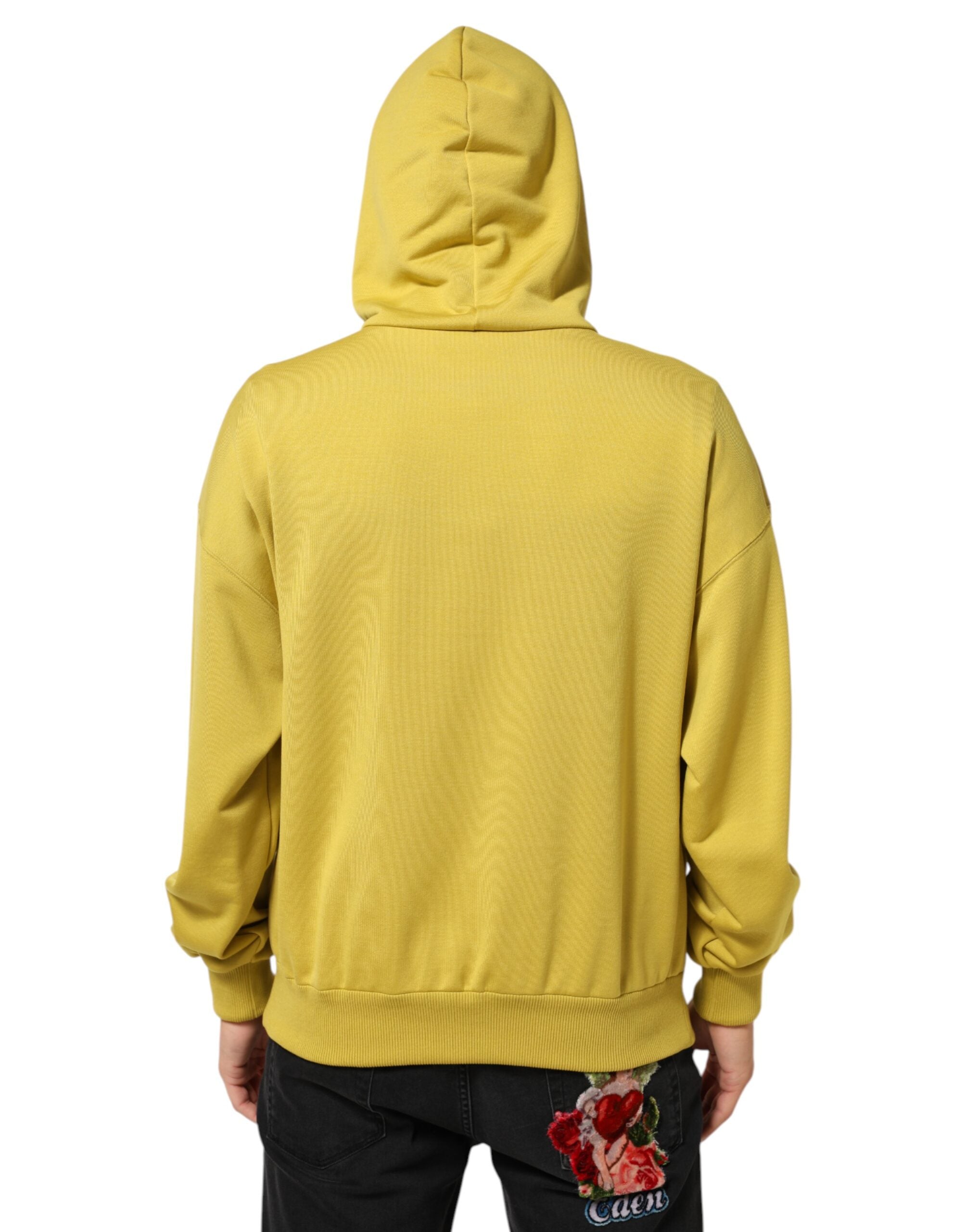 Dolce & Gabbana Yellow Logo Cotton Hooded Sweatshirt-4