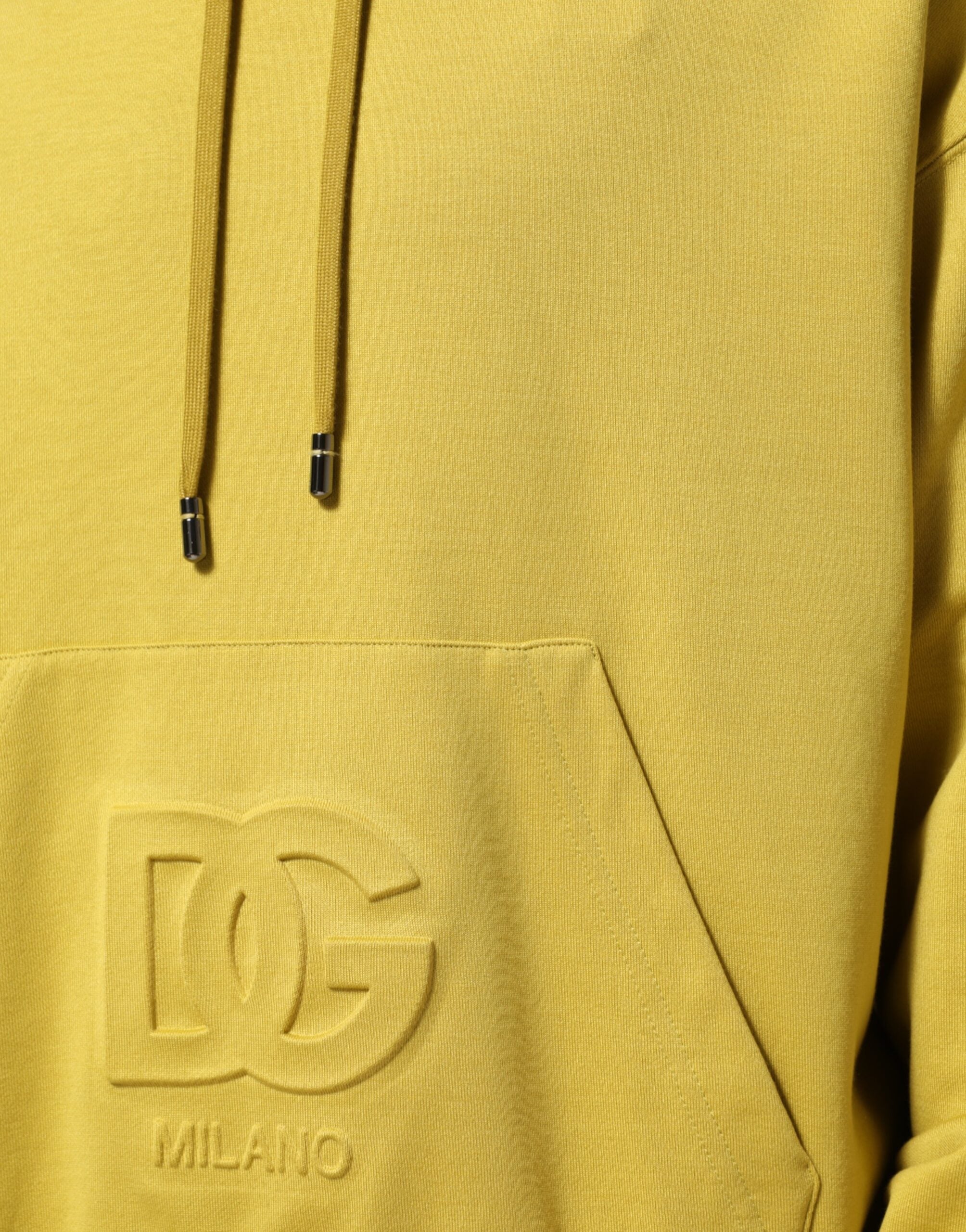 Dolce & Gabbana Yellow Logo Cotton Hooded Sweatshirt-6