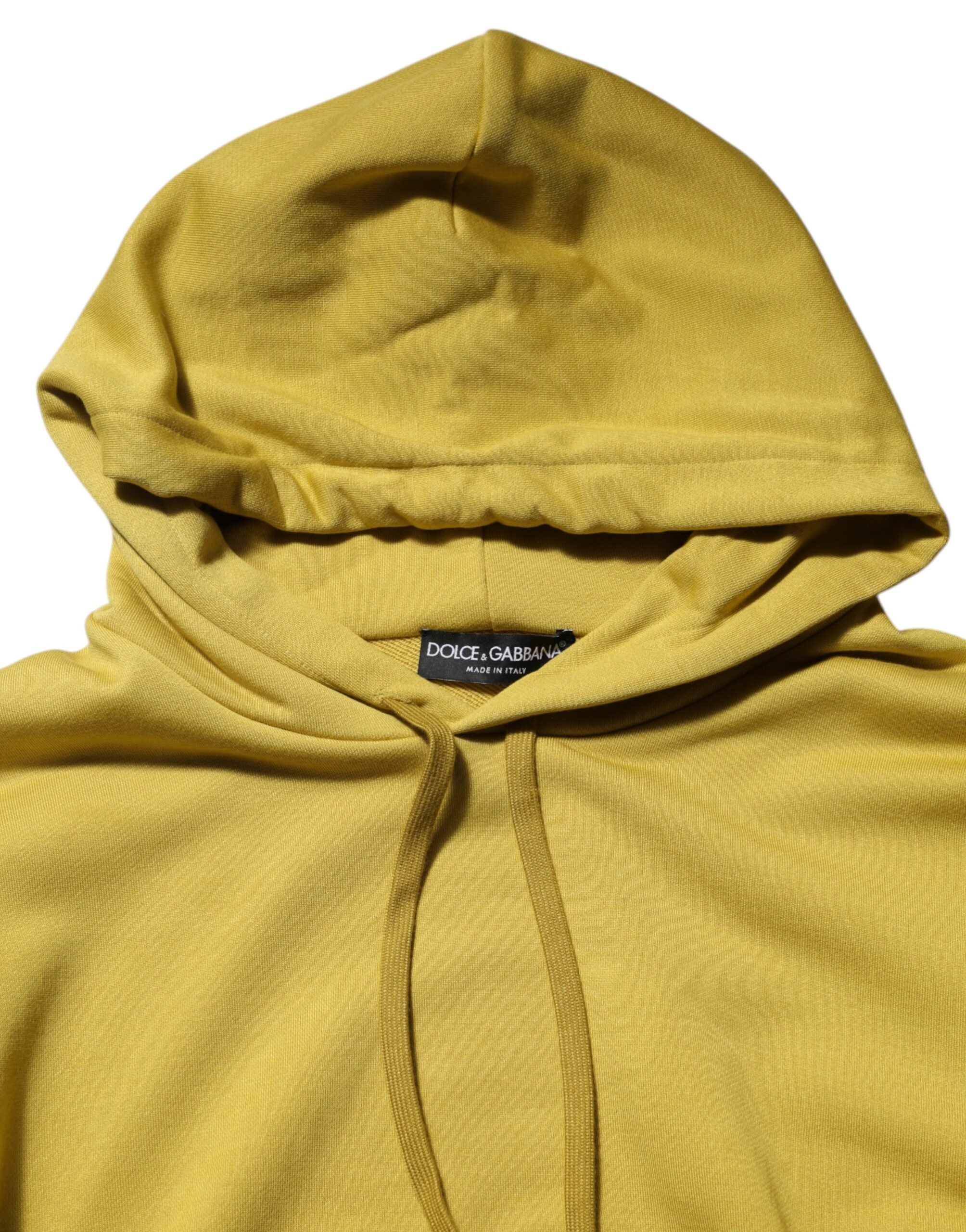 Dolce & Gabbana Yellow Logo Cotton Hooded Sweatshirt-7