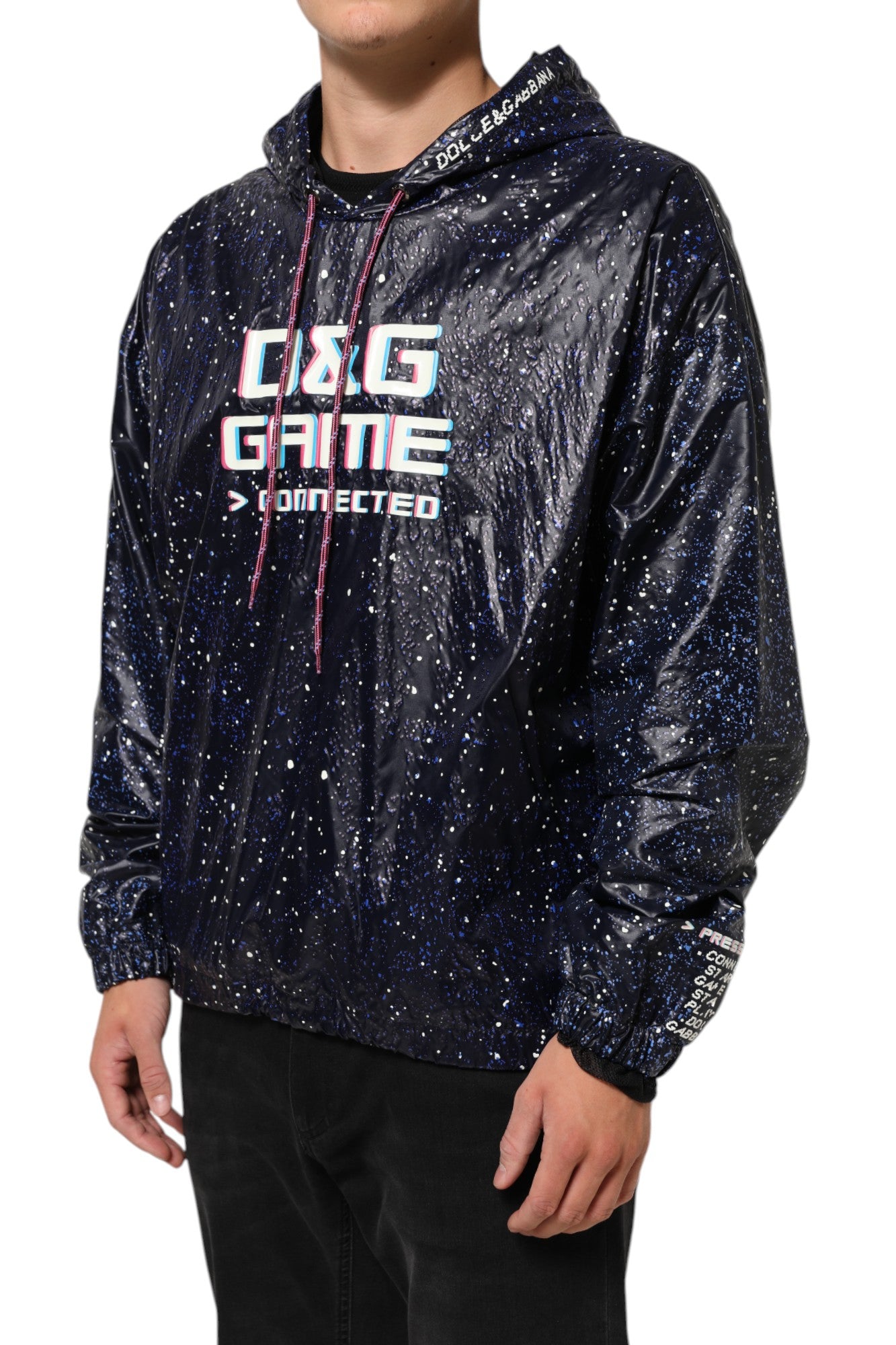 Dolce & Gabbana Blaues D&G Game Sweatshirt mit Kapuze für Männer Pullover-3