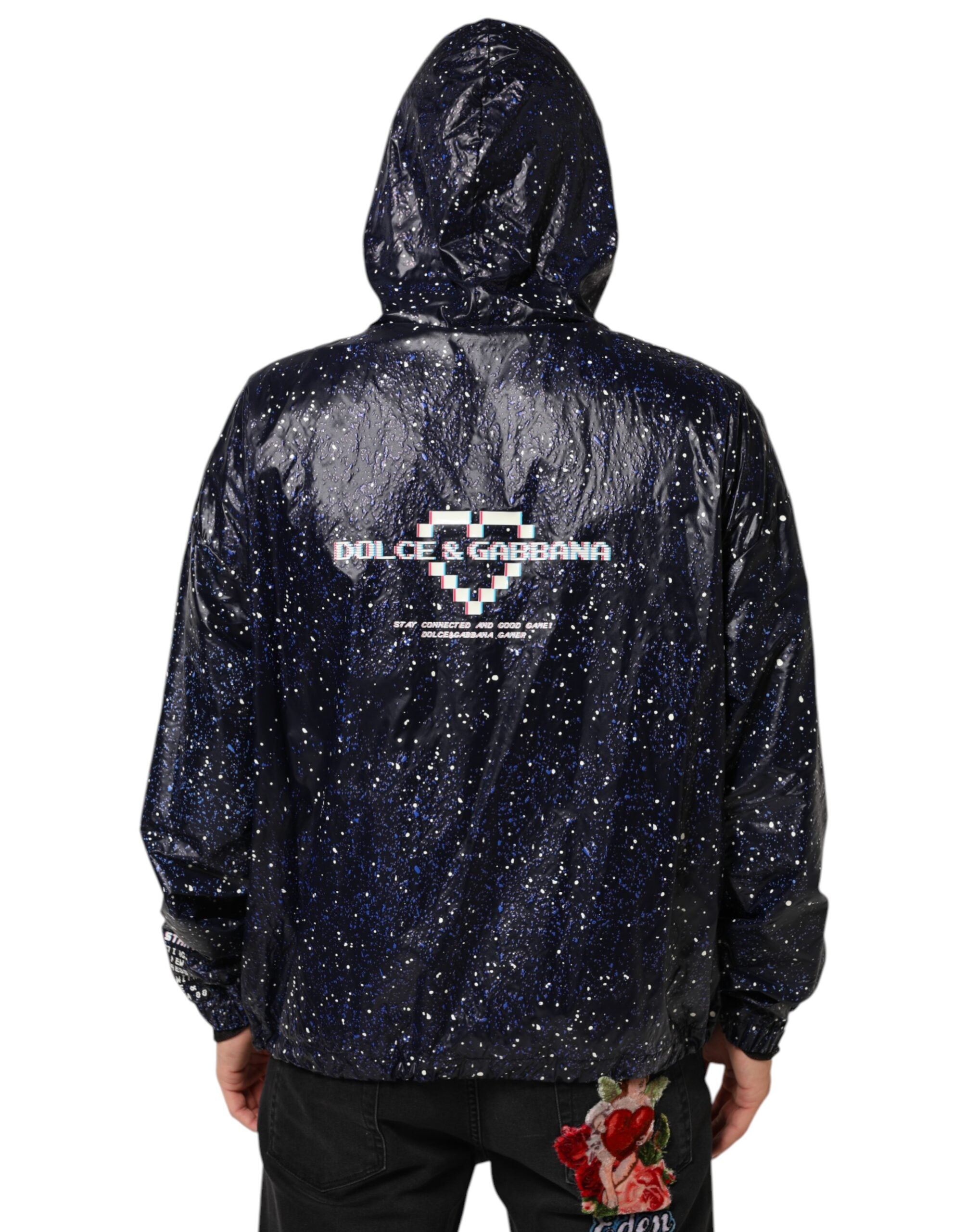 Dolce & Gabbana Blaues D&G Game Sweatshirt mit Kapuze für Männer Pullover-4