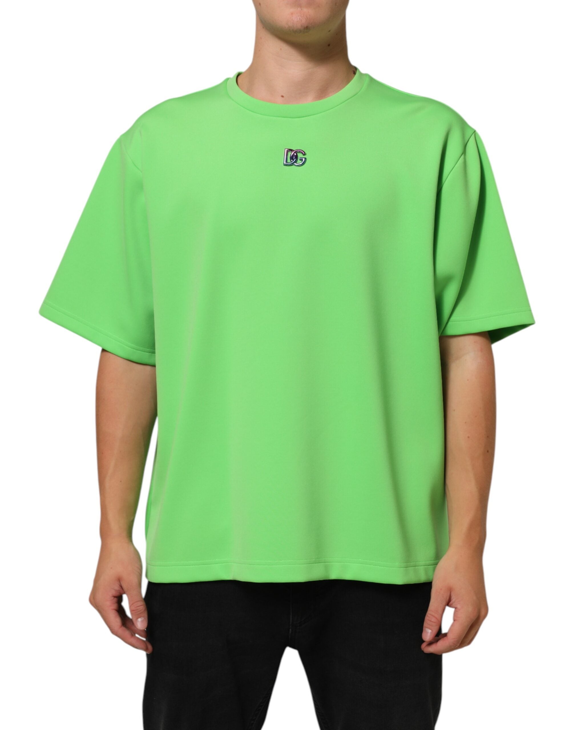 Dolce & Gabbana Grünes Logo Rundhalsausschnitt Kurzarm-T-Shirt-1