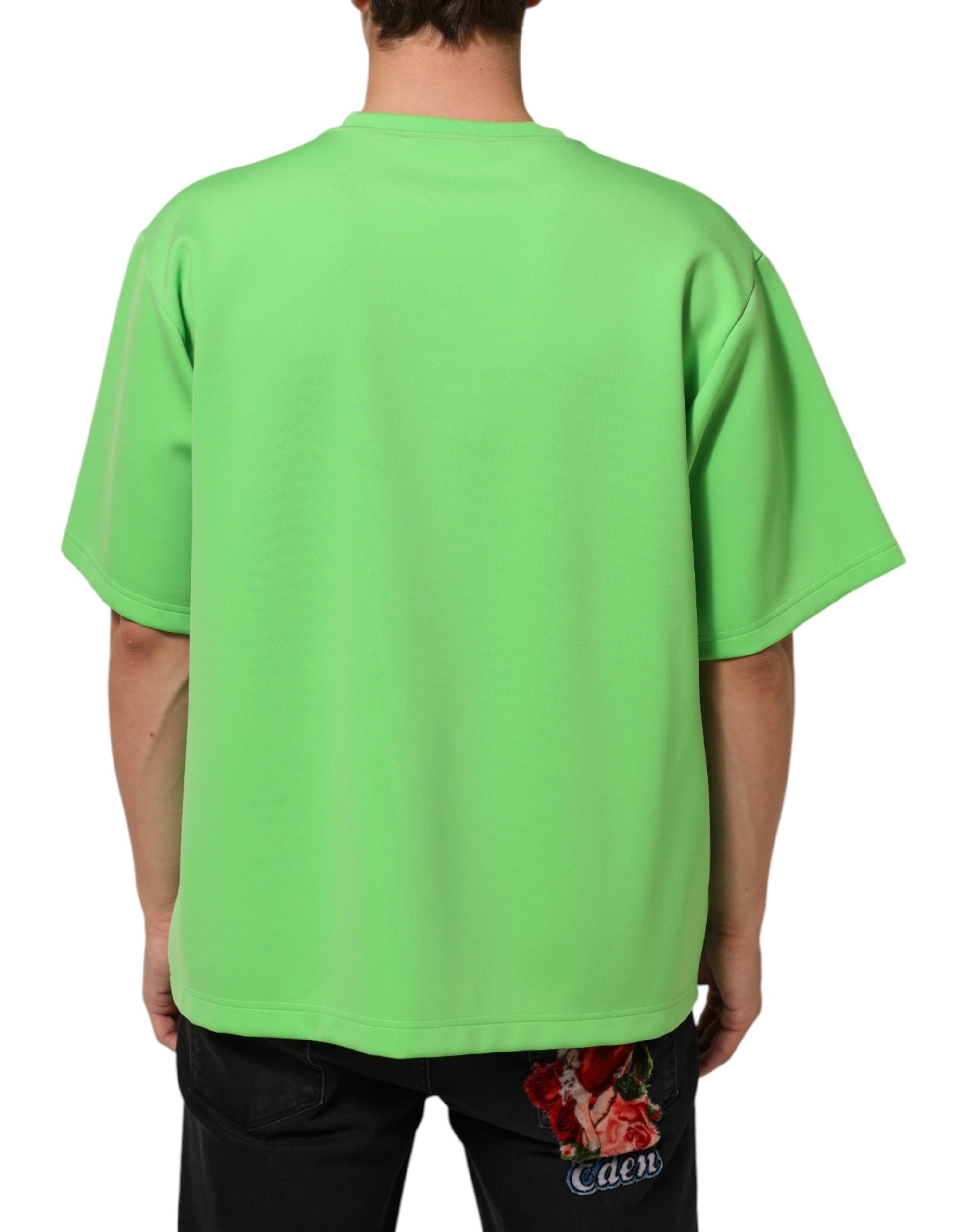 Dolce & Gabbana Grünes Logo Rundhalsausschnitt Kurzarm-T-Shirt-4