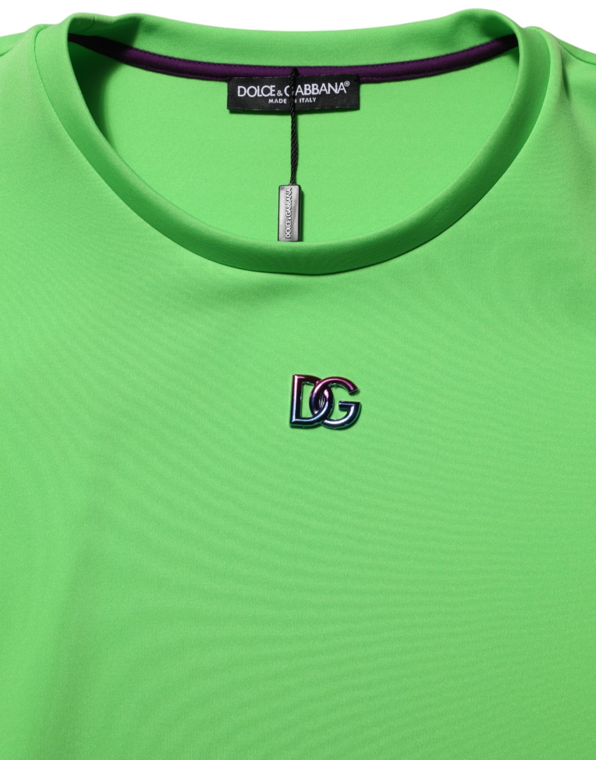 Dolce & Gabbana Grünes Logo Rundhalsausschnitt Kurzarm-T-Shirt-7