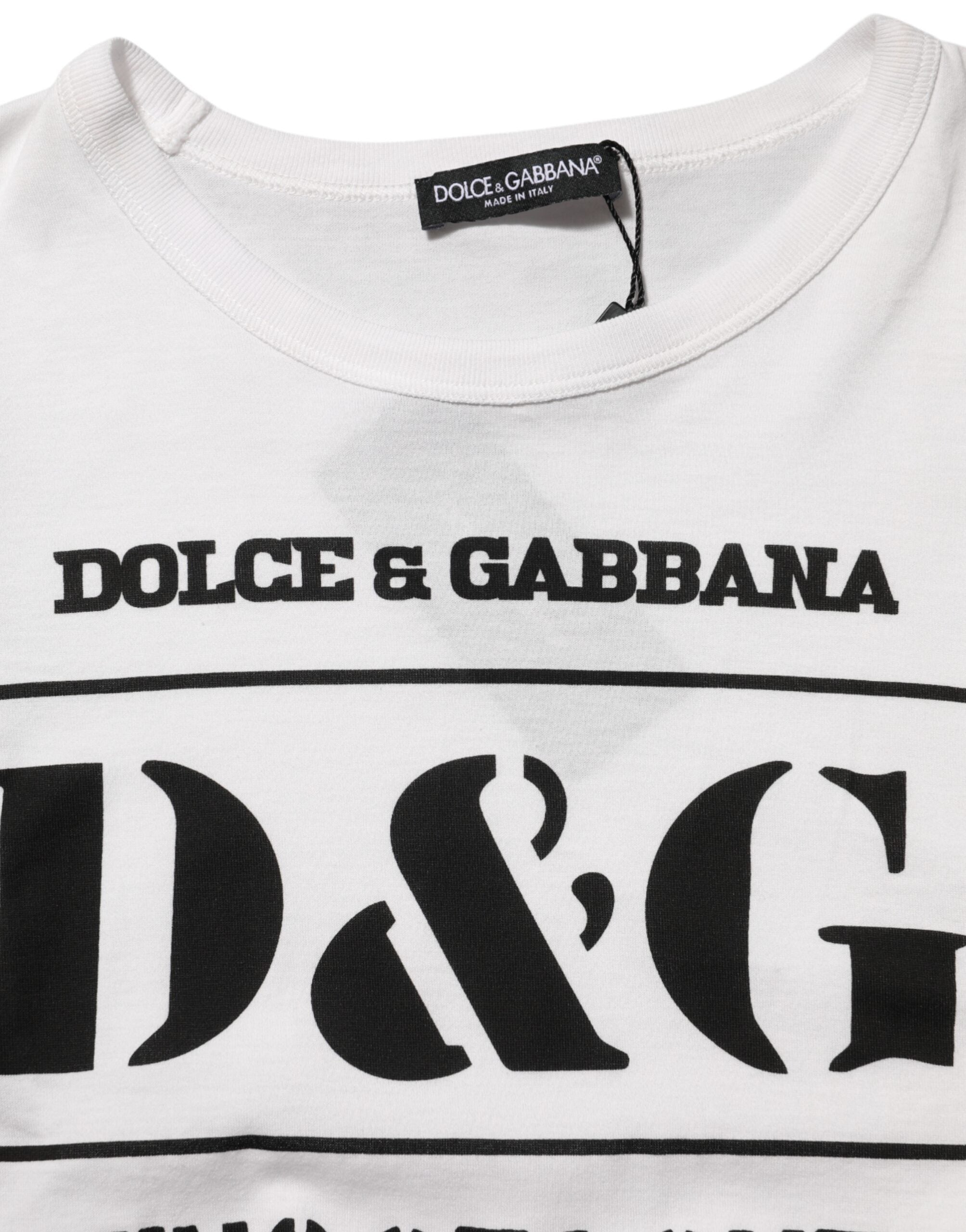 Camiseta Dolce & Gabbana con cuello redondo y logo de camuflaje blanco para hombre-7